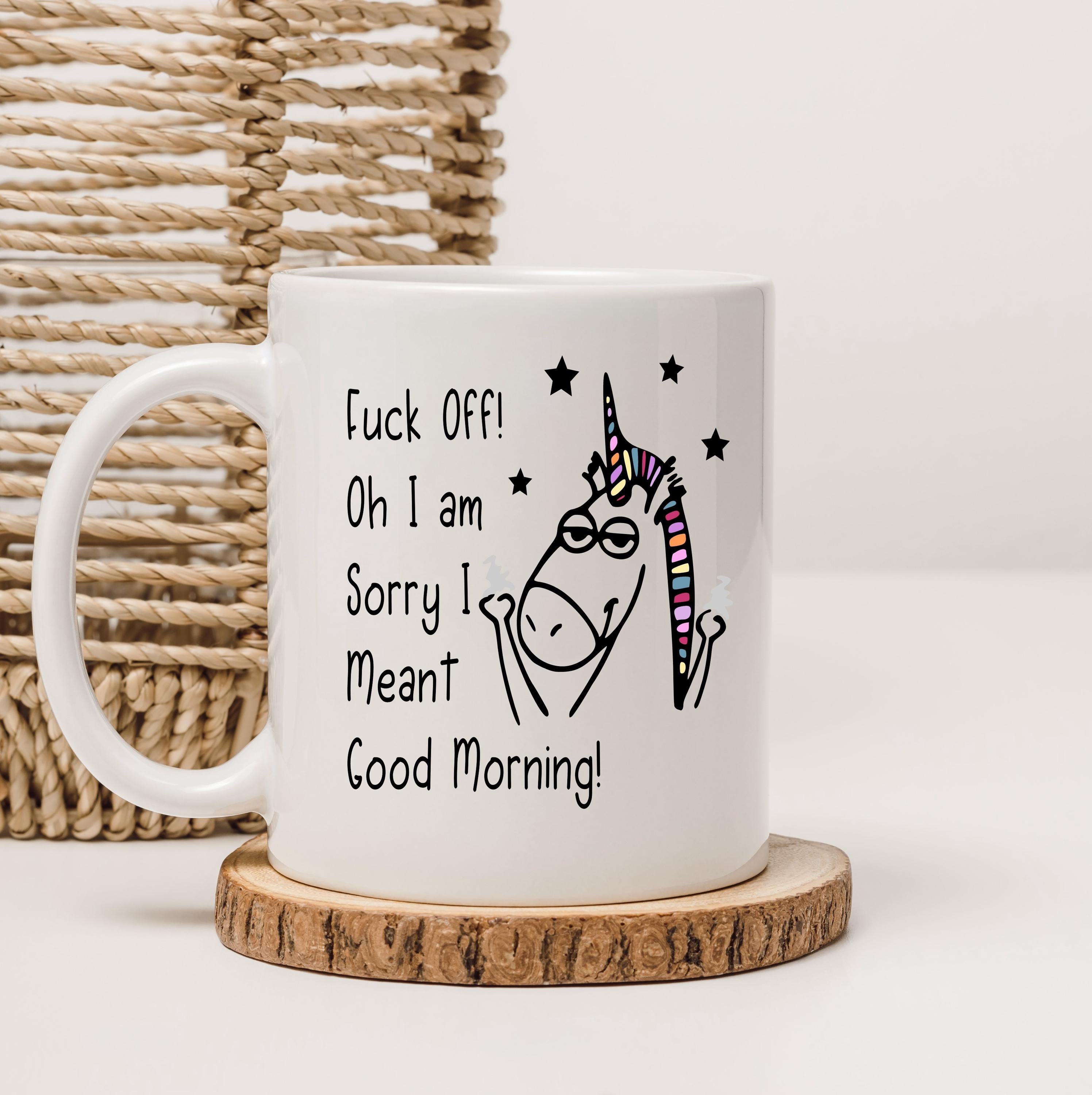 Funny Unicorn Coffee Mug: Sarcastic Morning Gift, 15 oz Ceramic