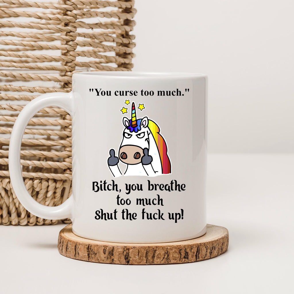 Sarcastic Unicorn Mug: Flipping Off, Rude Humor, Snarky Gift