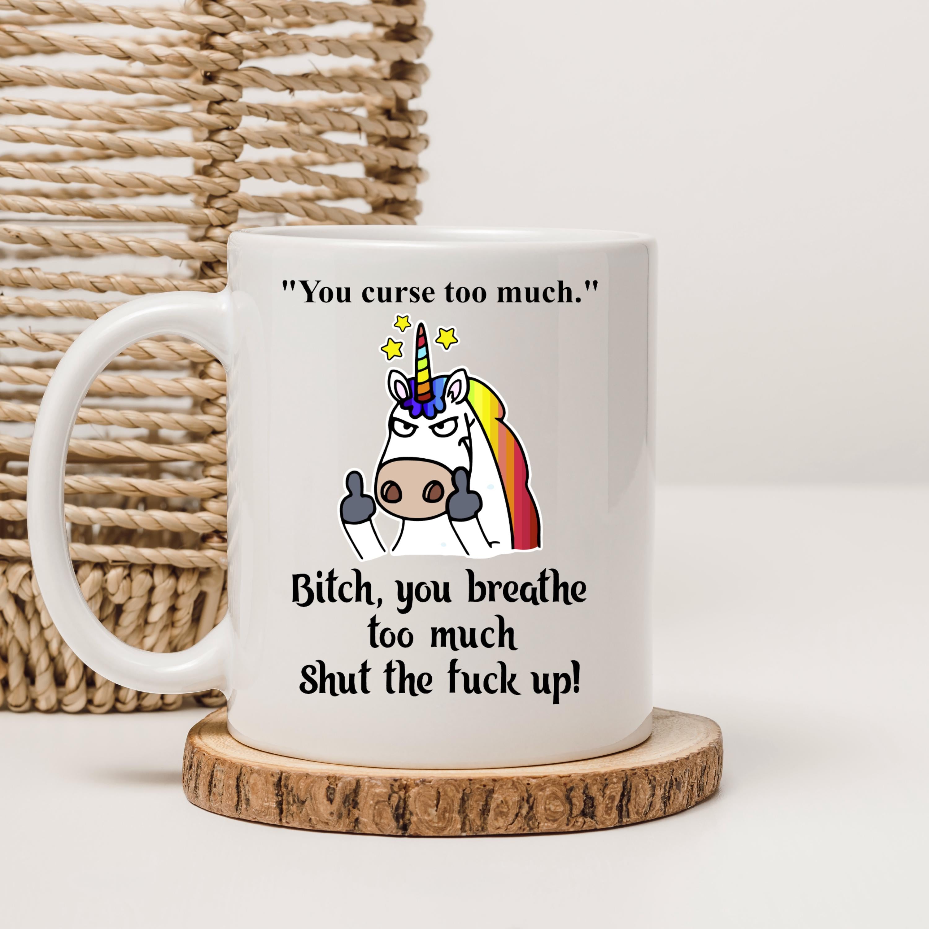 Sarcastic Unicorn Mug: Flipping Off, Rude Humor, Snarky Gift