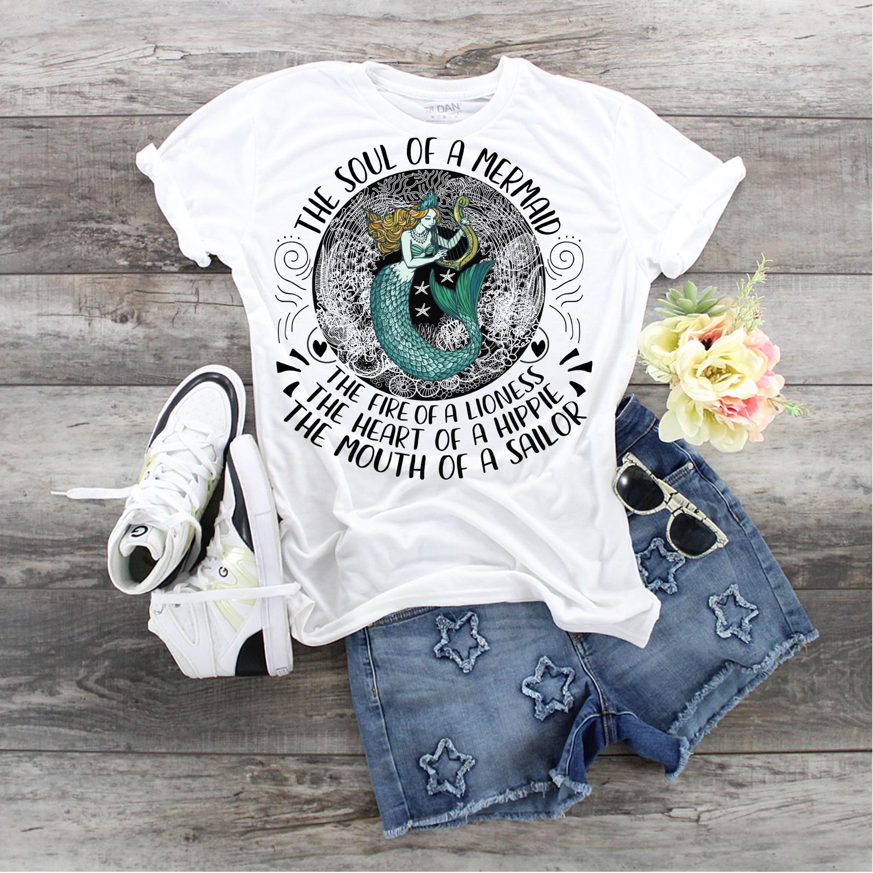 Soul Of A Mermaid, Lioness Hippie Sailor Sublimation Transfer - Ready To Press