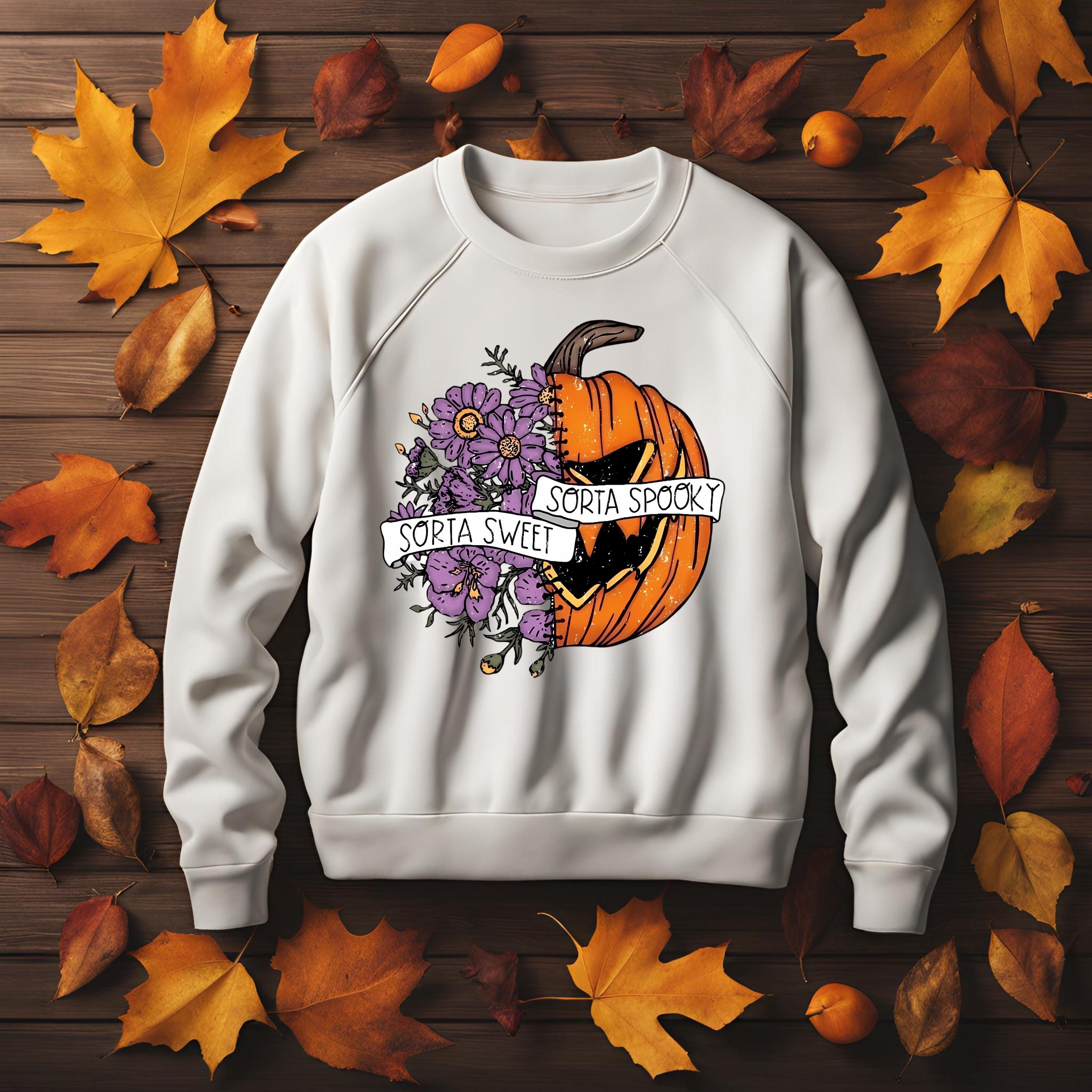 Sorta Sweet Sorta Spooky Sweatshirt: Floral Pumpkin Bella Canvas Crewneck