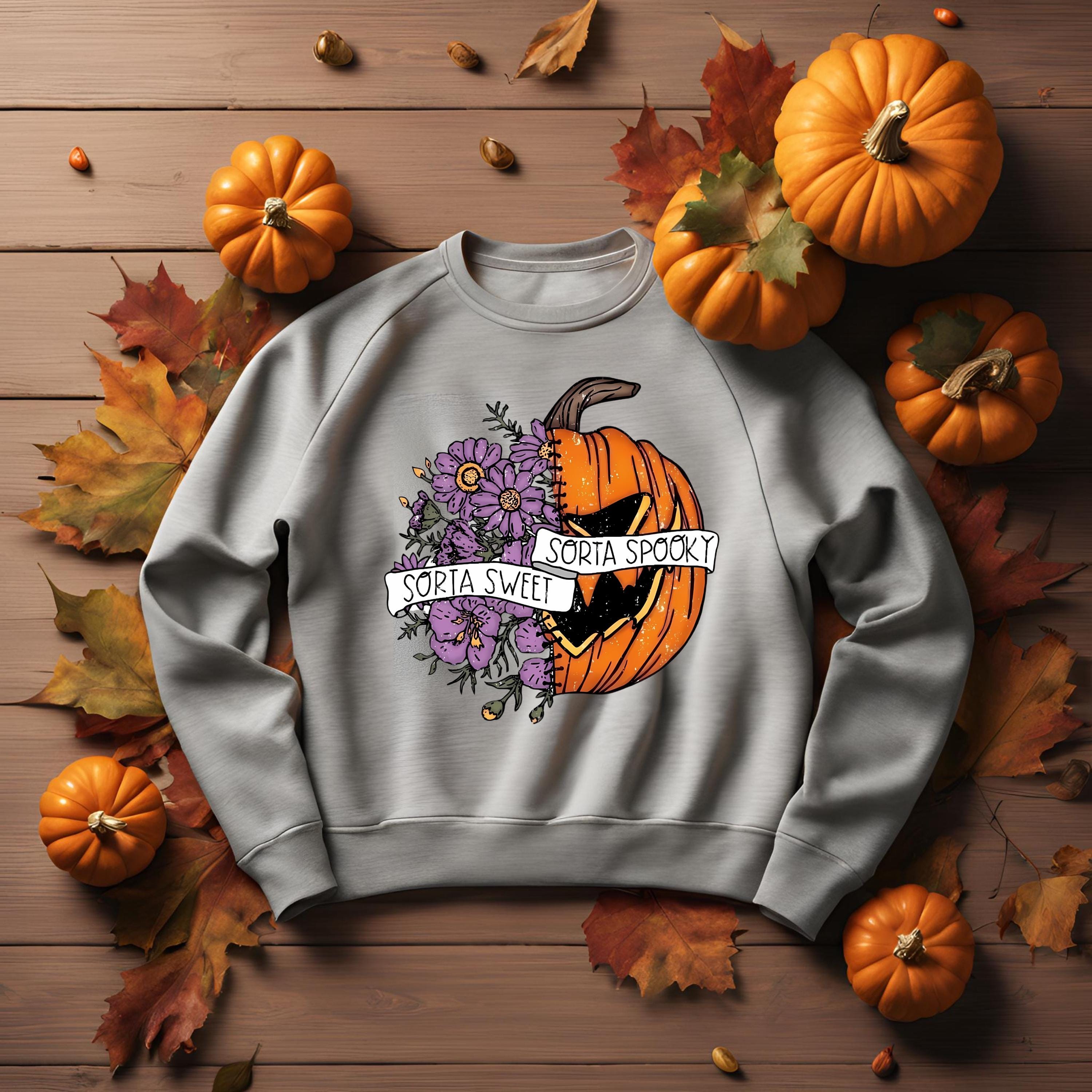 Sorta Sweet Sorta Spooky Sweatshirt: Floral Pumpkin Bella Canvas Crewneck