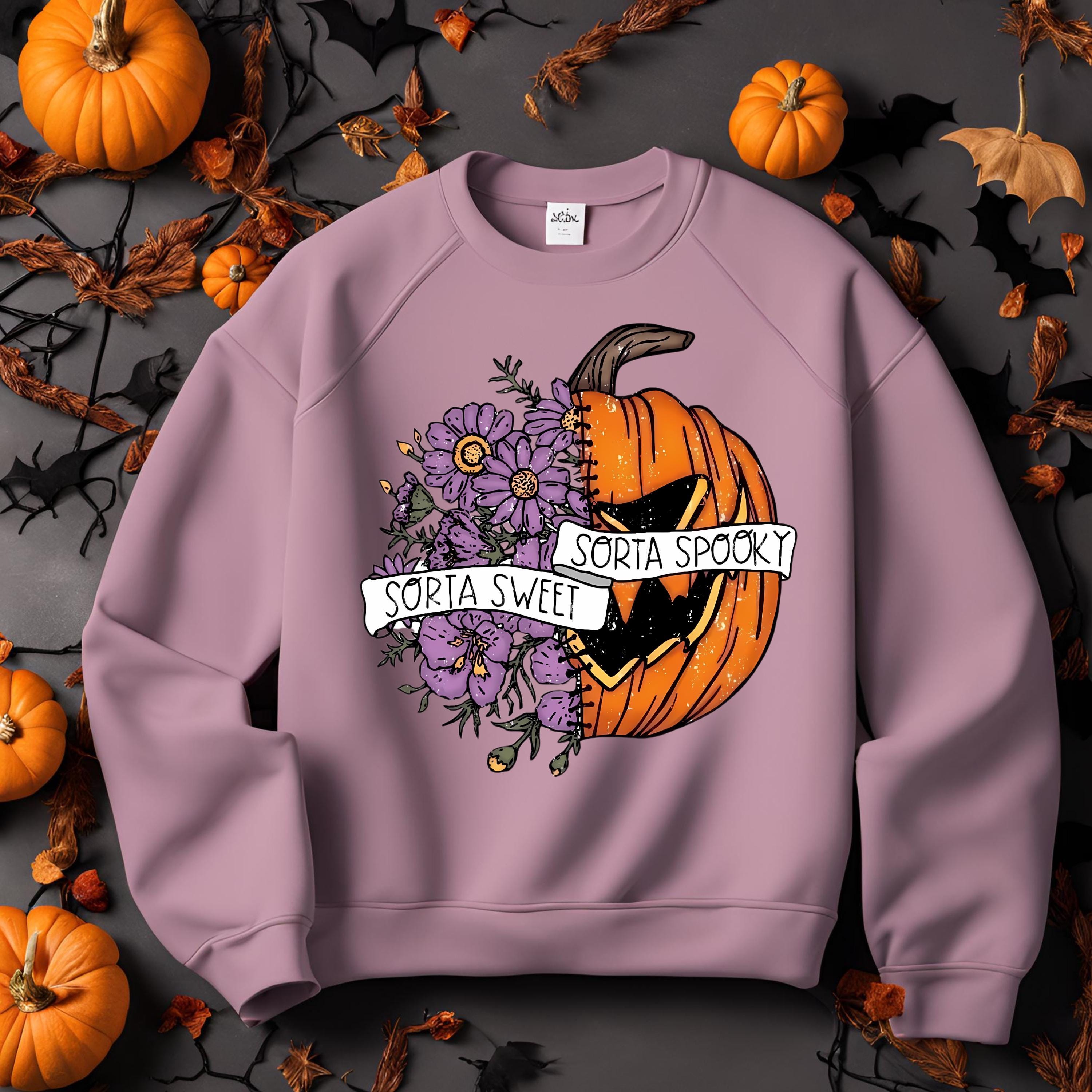 Sorta Sweet Sorta Spooky Sweatshirt: Floral Pumpkin Bella Canvas Crewneck