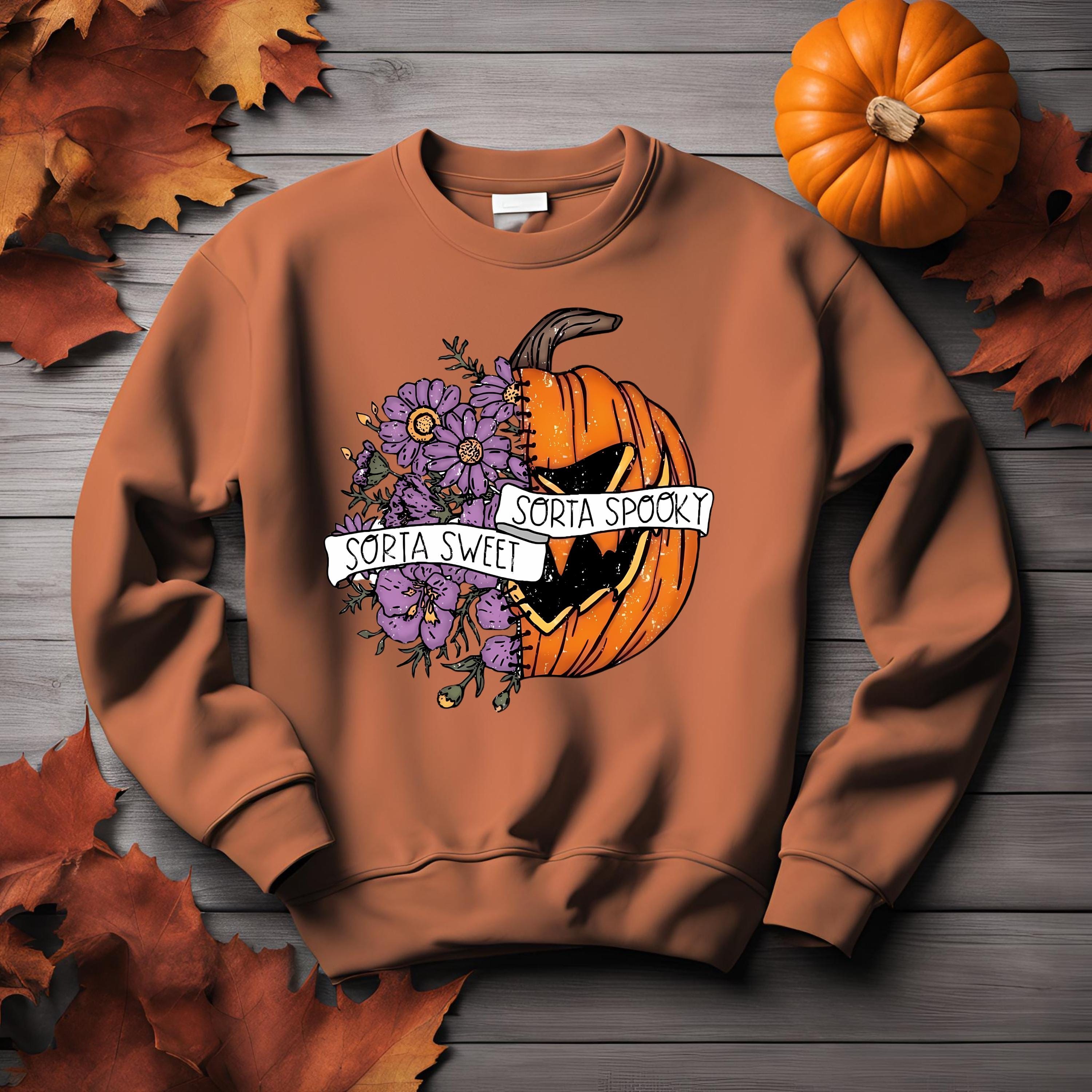 Sorta Sweet Sorta Spooky Sweatshirt: Floral Pumpkin Bella Canvas Crewneck