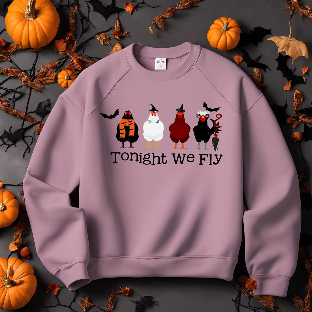 Witch Chickens Halloween Sweatshirt: Bella Canvas Fall Crewneck