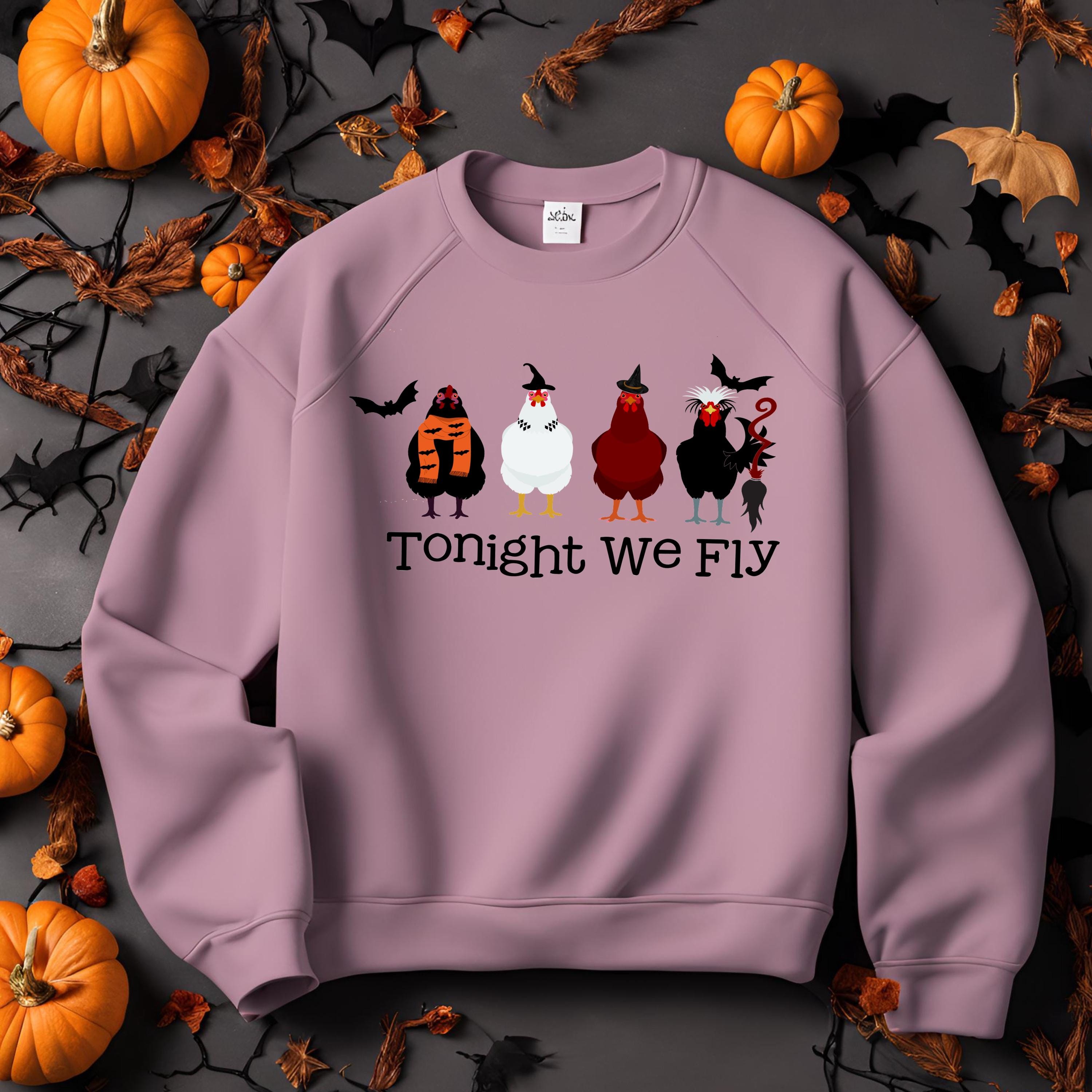 Witch Chickens Halloween Sweatshirt: Bella Canvas Fall Crewneck