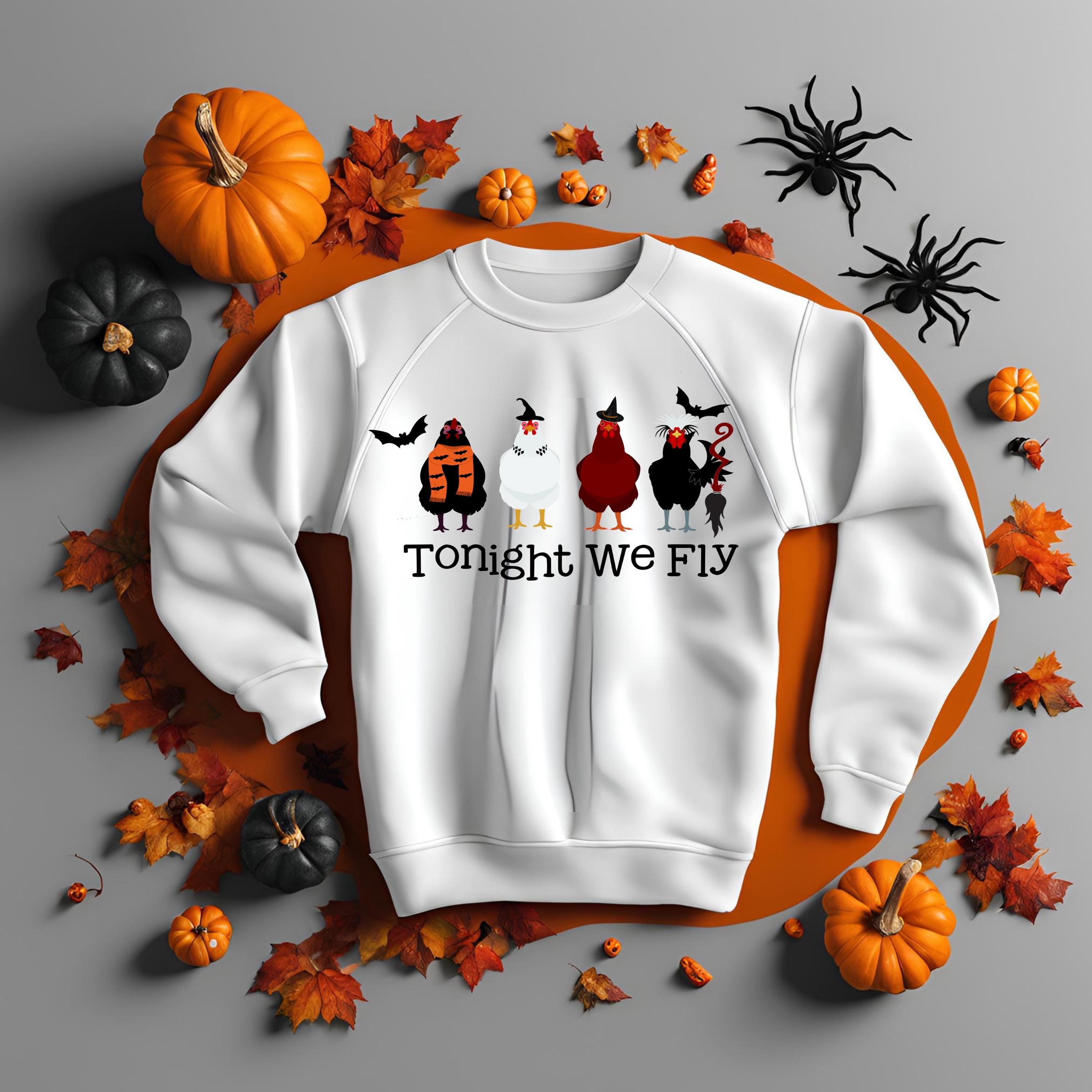 Witch Chickens Halloween Sweatshirt: Bella Canvas Fall Crewneck