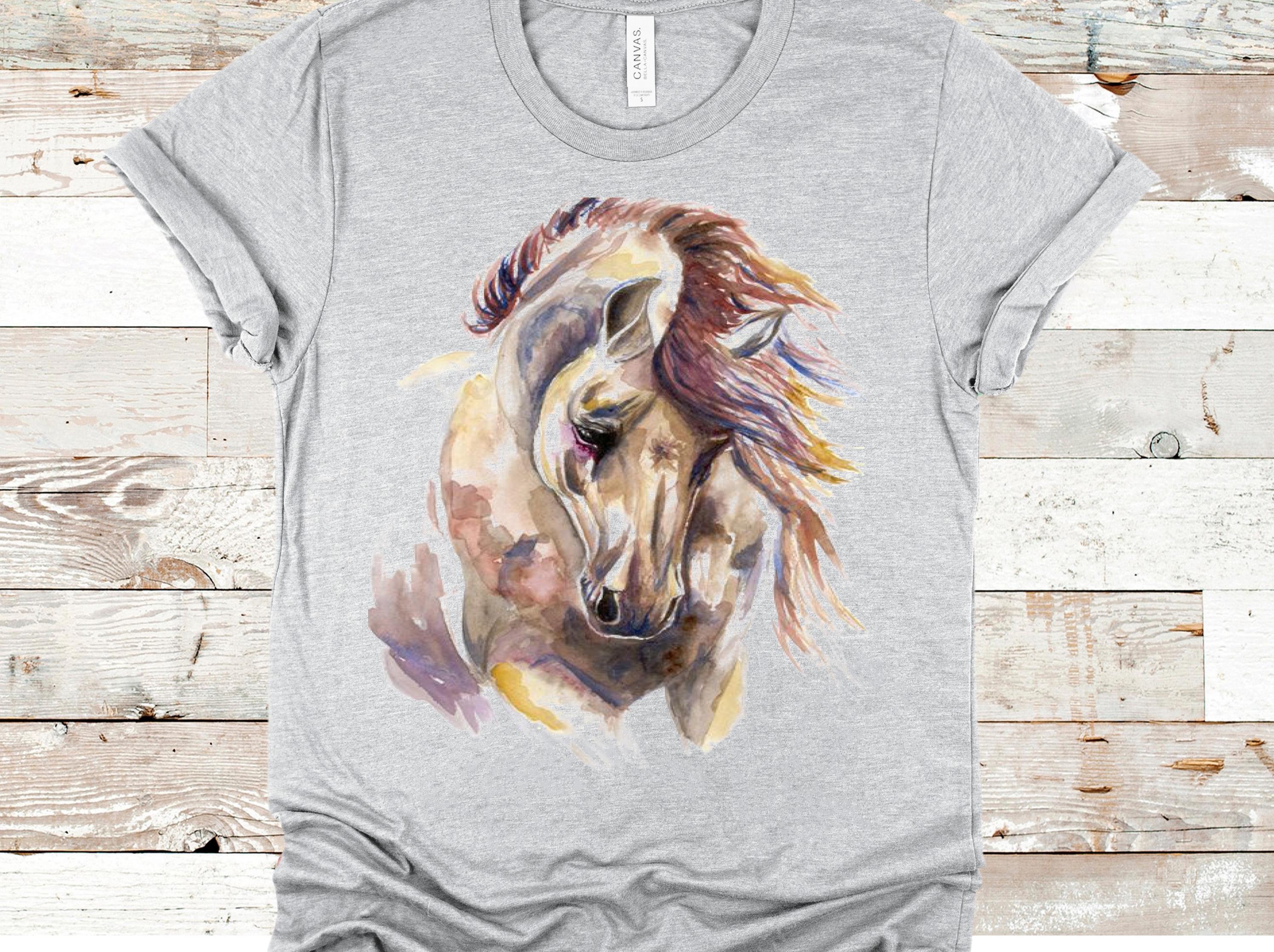 Watercolor Horse T-Shirt: Bella Canvas Equestrian Design