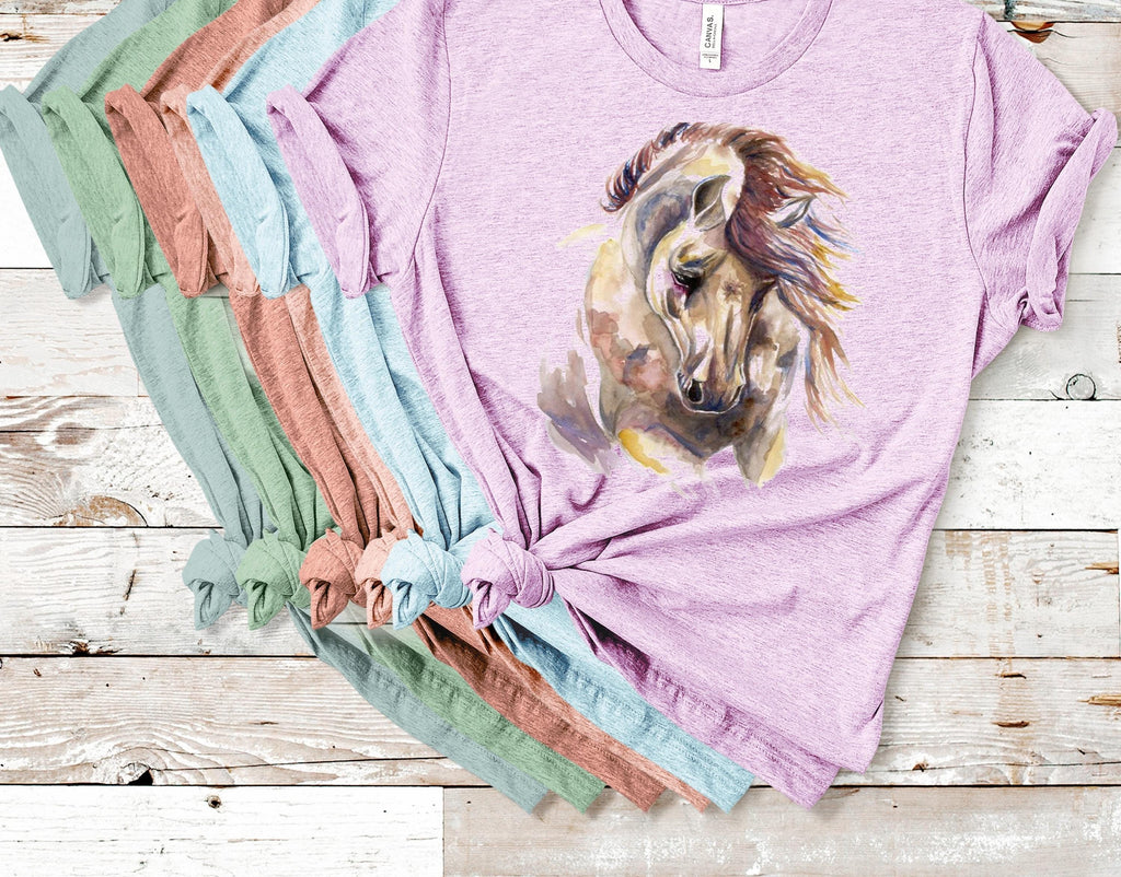 Watercolor Horse T-Shirt: Bella Canvas Equestrian Design