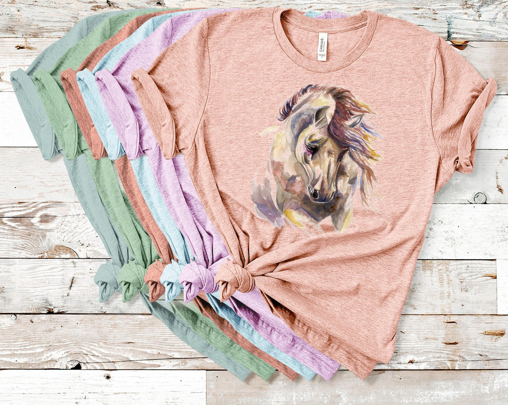 Watercolor Horse T-Shirt: Bella Canvas Equestrian Design