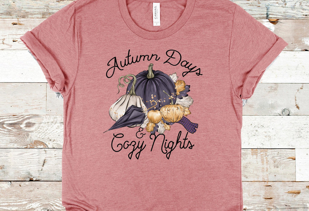 Autumn Days Cozy Nights T-Shirt: Pumpkin Fall Graphic Tee