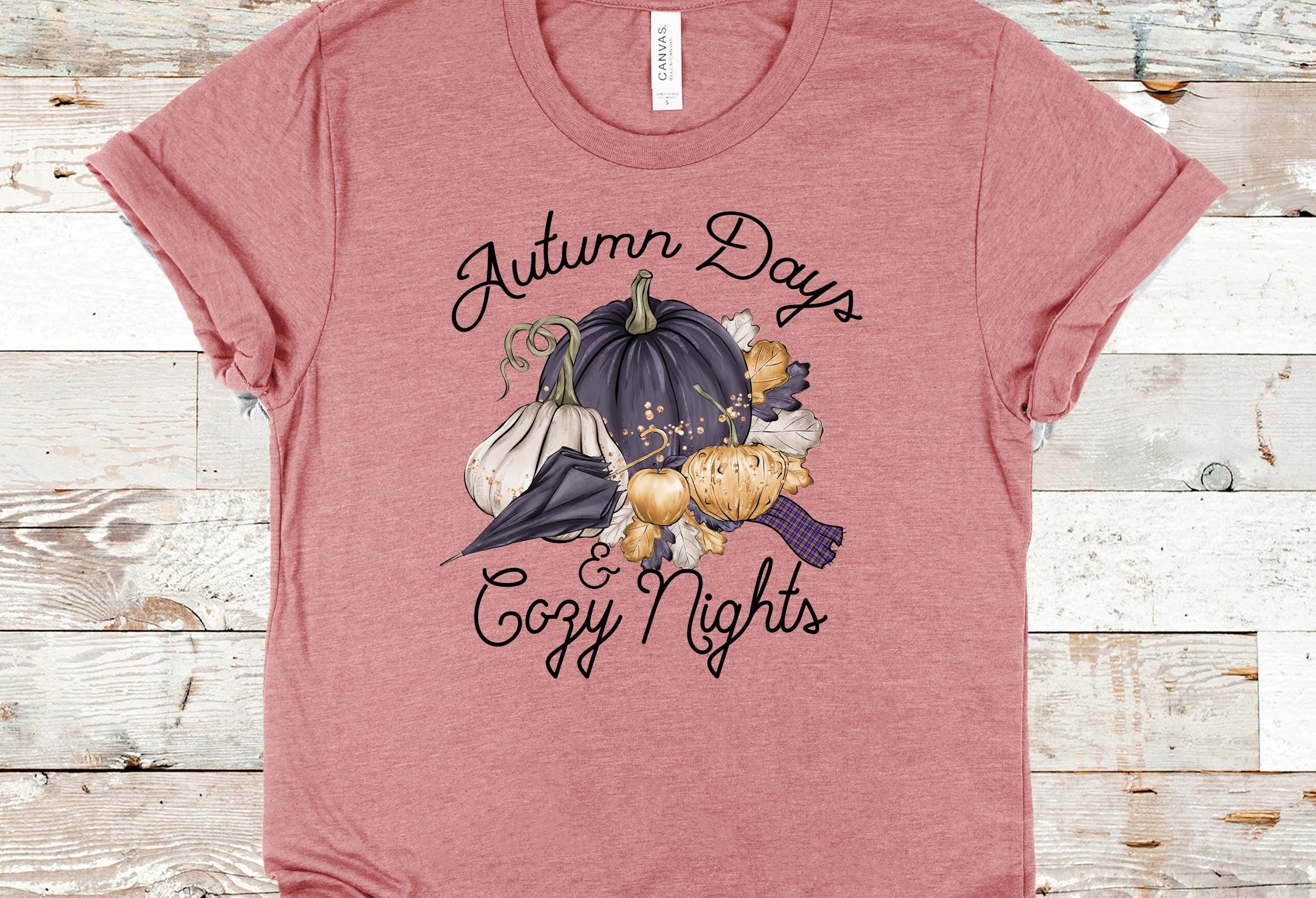 Autumn Days Cozy Nights T-Shirt: Pumpkin Fall Graphic Tee