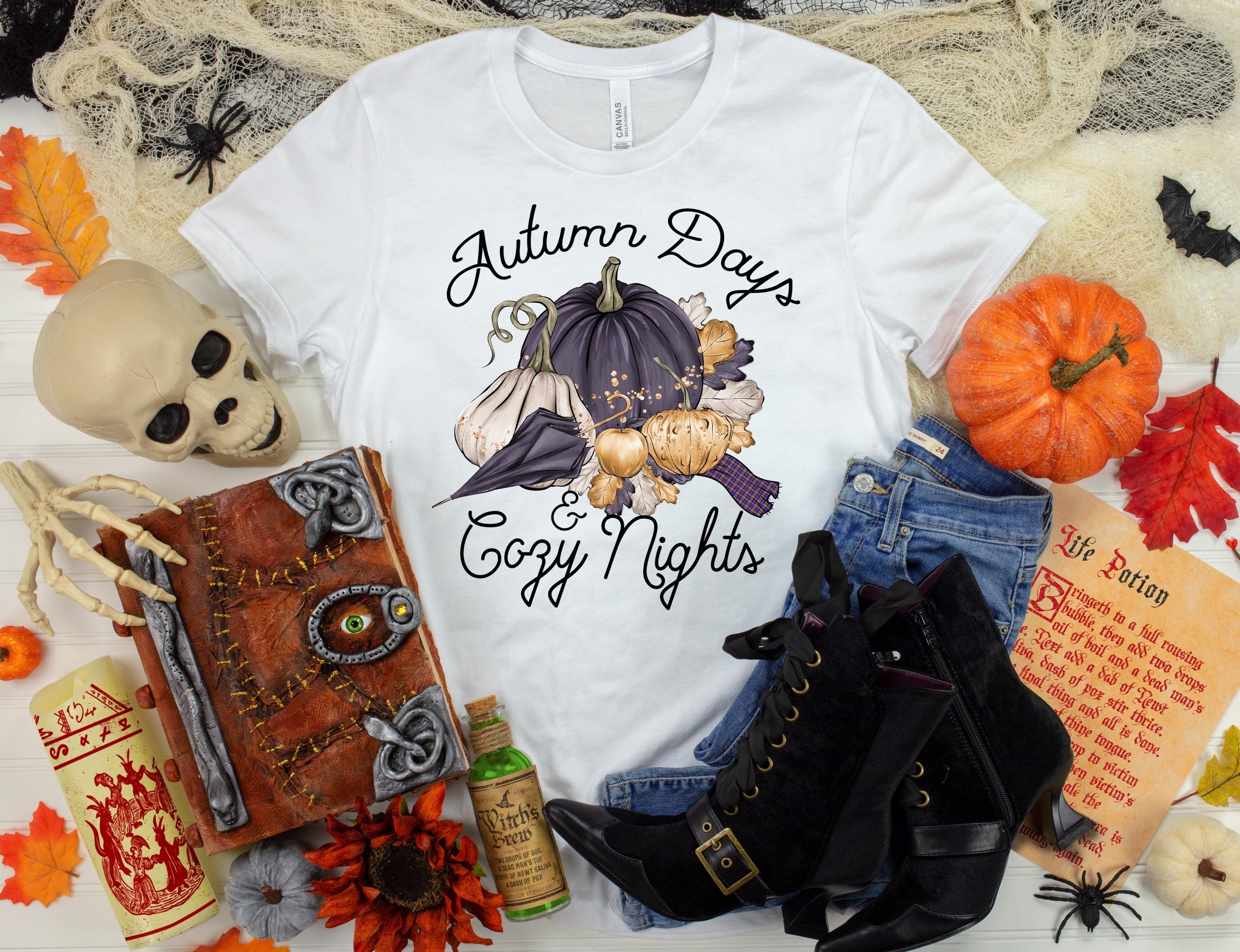 Autumn Days Cozy Nights T-Shirt: Pumpkin Fall Graphic Tee
