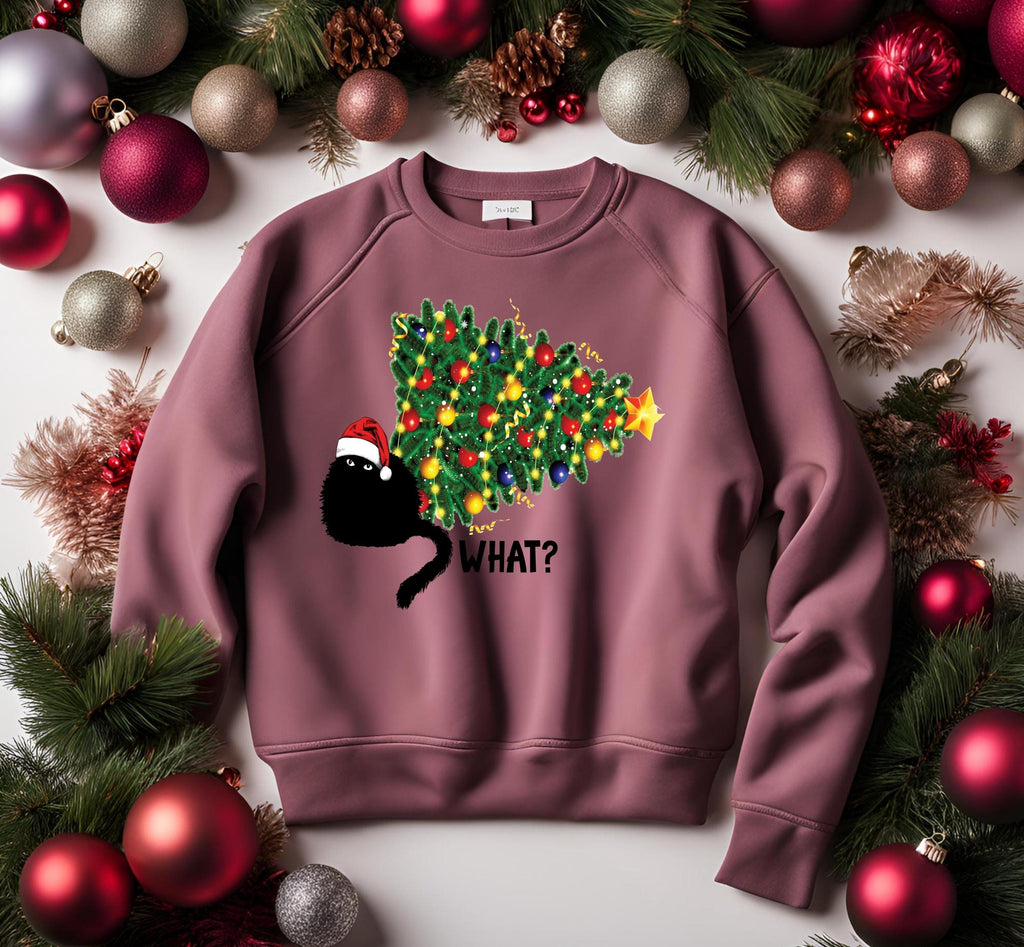 Cat Christmas Tree, Knocked Over Tree, Perfect Gift for Cat Lovers, Cat Mom Gift, Festive Cat Shirt, holiday for her or him, sarcastic Cat