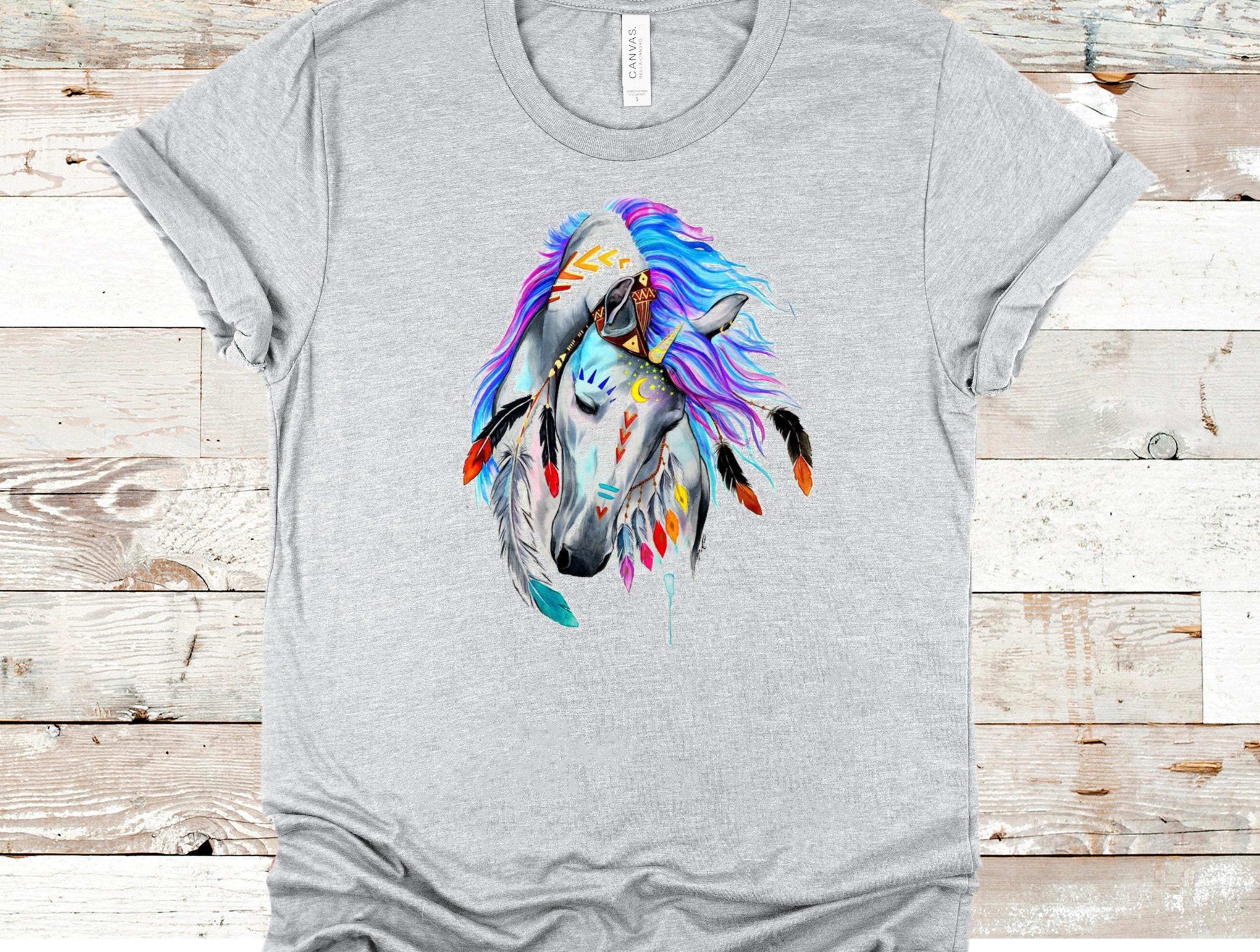 Tribal Horse Graphic Tee: Colorful Boho Bella Canvas Shirt