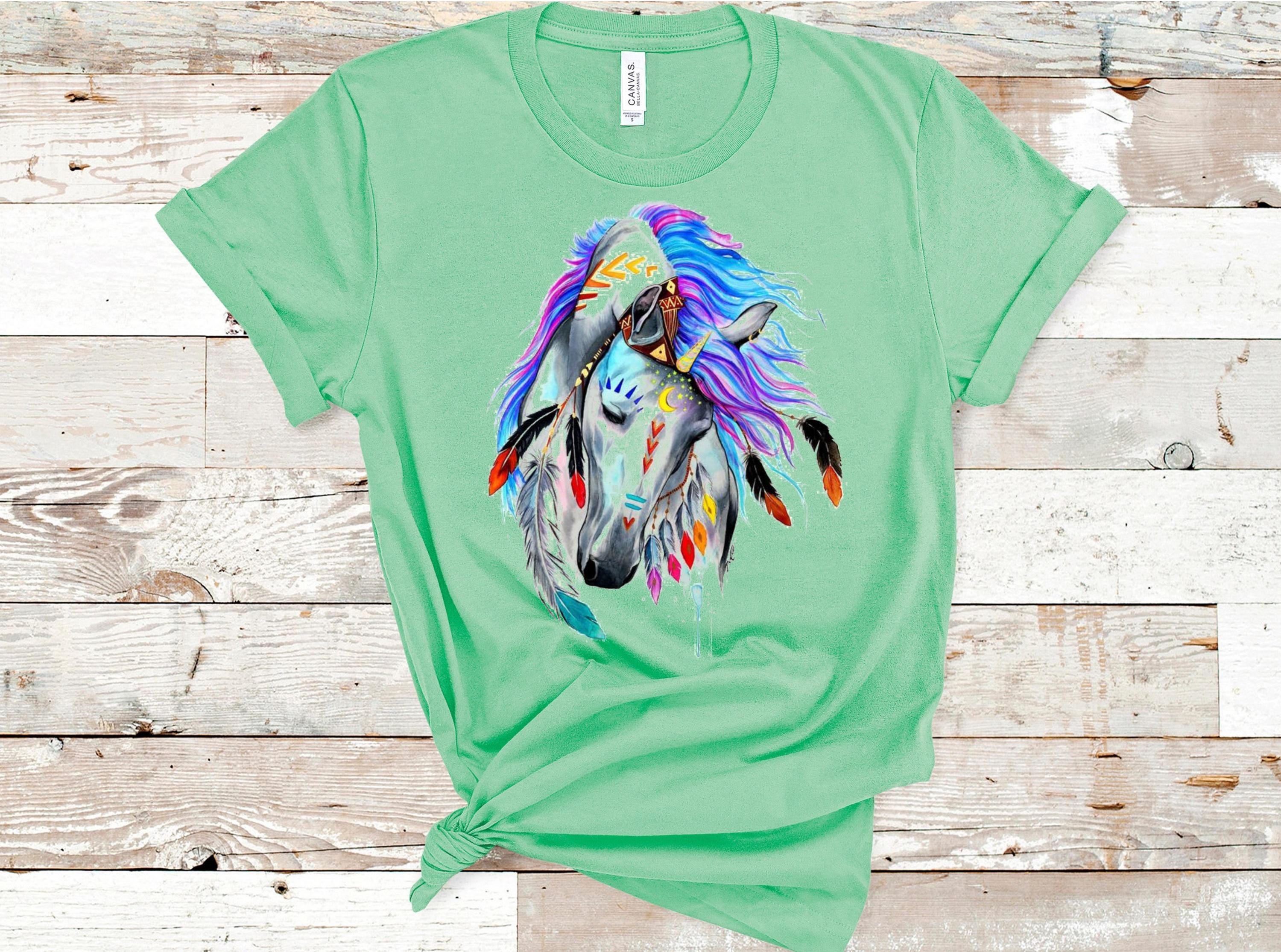 Tribal Horse Graphic Tee: Colorful Boho Bella Canvas Shirt