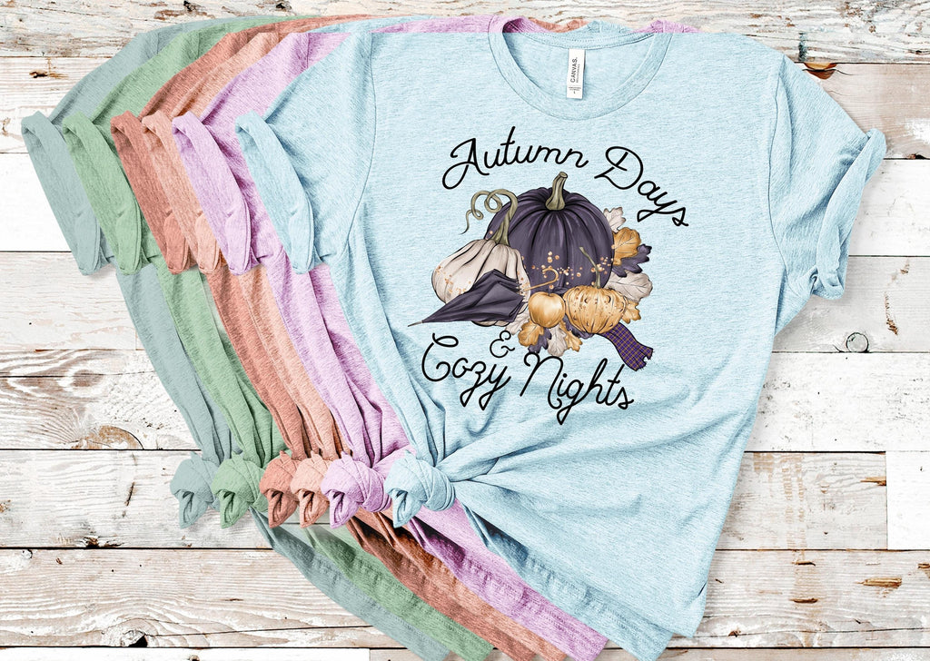 Autumn Days Cozy Nights T-Shirt: Pumpkin Fall Graphic Tee