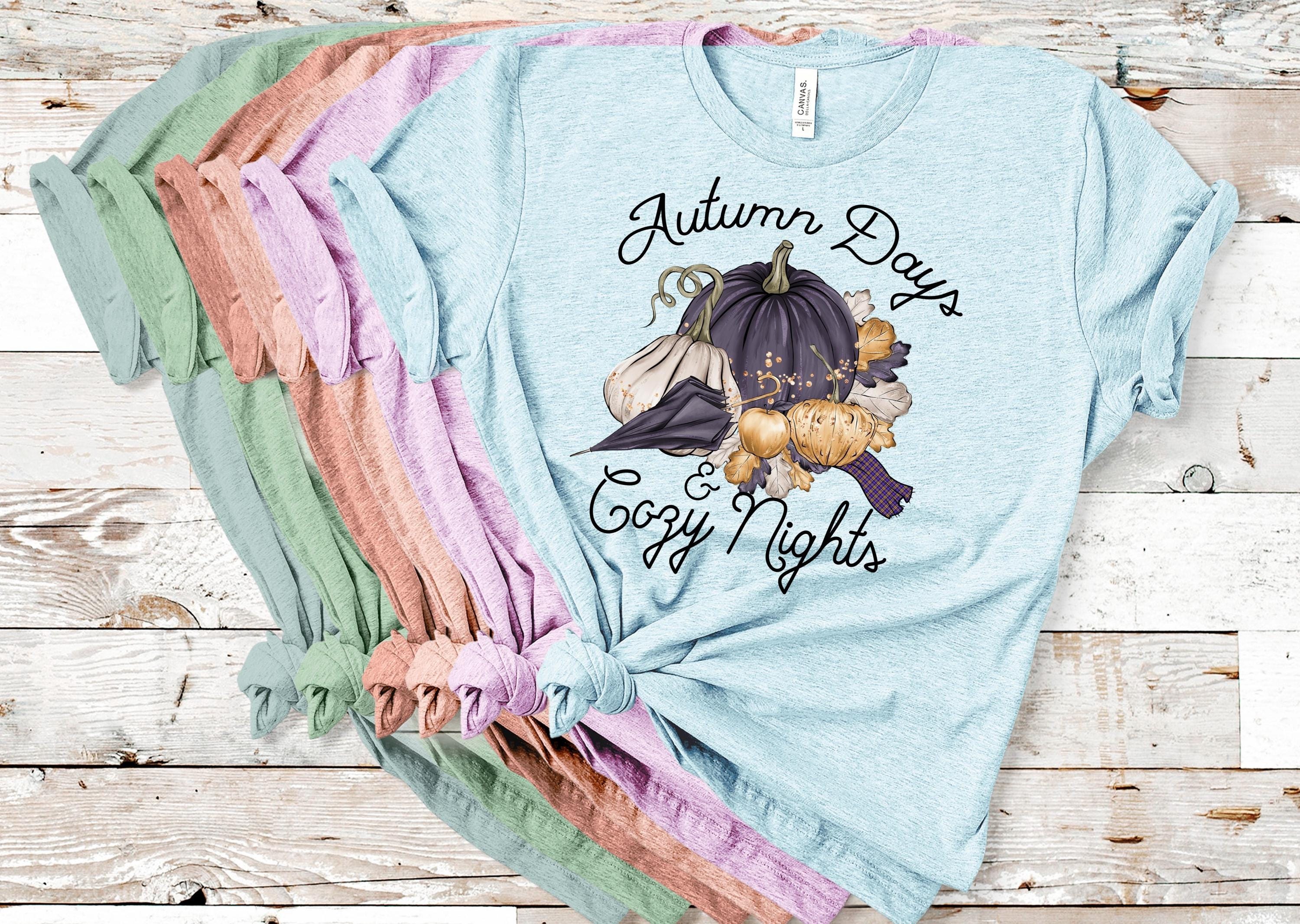 Autumn Days Cozy Nights T-Shirt: Pumpkin Fall Graphic Tee