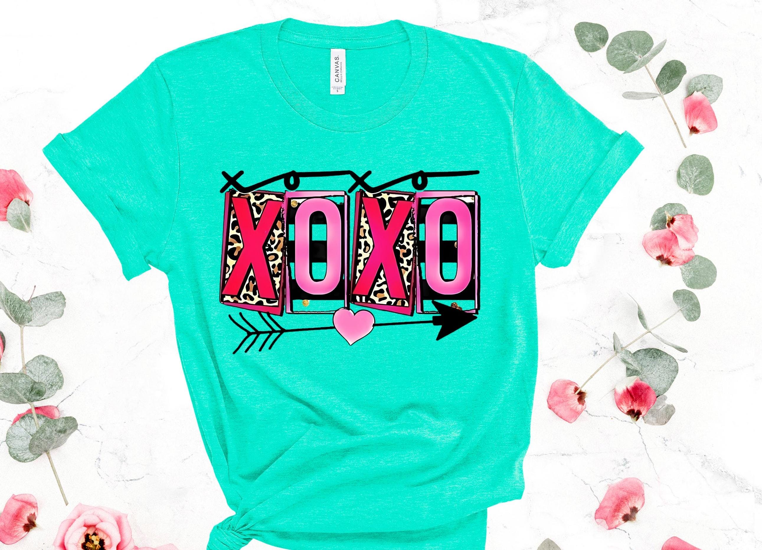 XOXO Valentine Shirt: Leopard & Pink Heart Tee - Bella Canvas