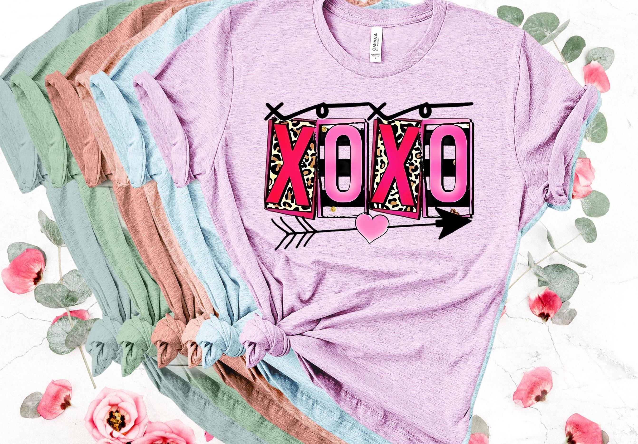 XOXO Valentine Shirt: Leopard & Pink Heart Tee - Bella Canvas