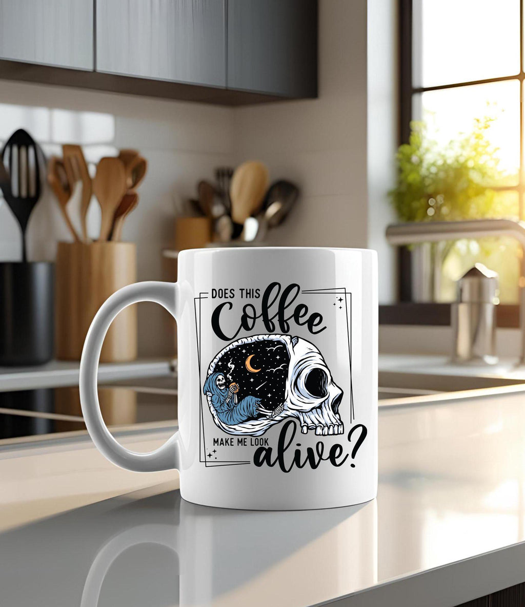 Funny Skull Coffee Mug: Sarcastic Double-Sided 15oz Ceramic Mug