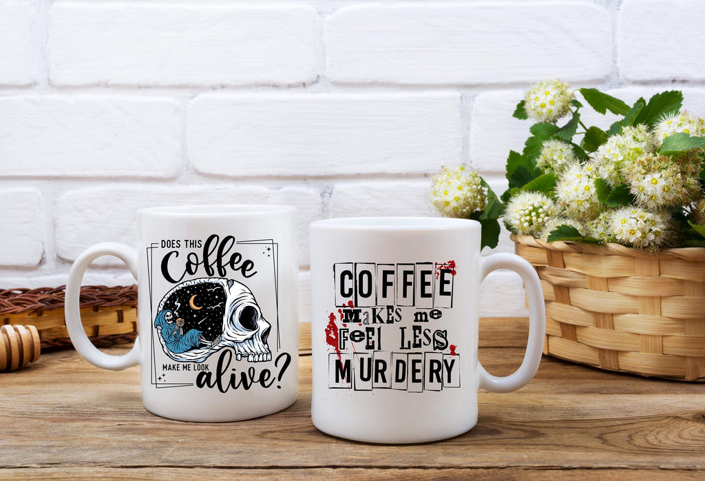 Funny Skull Coffee Mug: Sarcastic Double-Sided 15oz Ceramic Mug