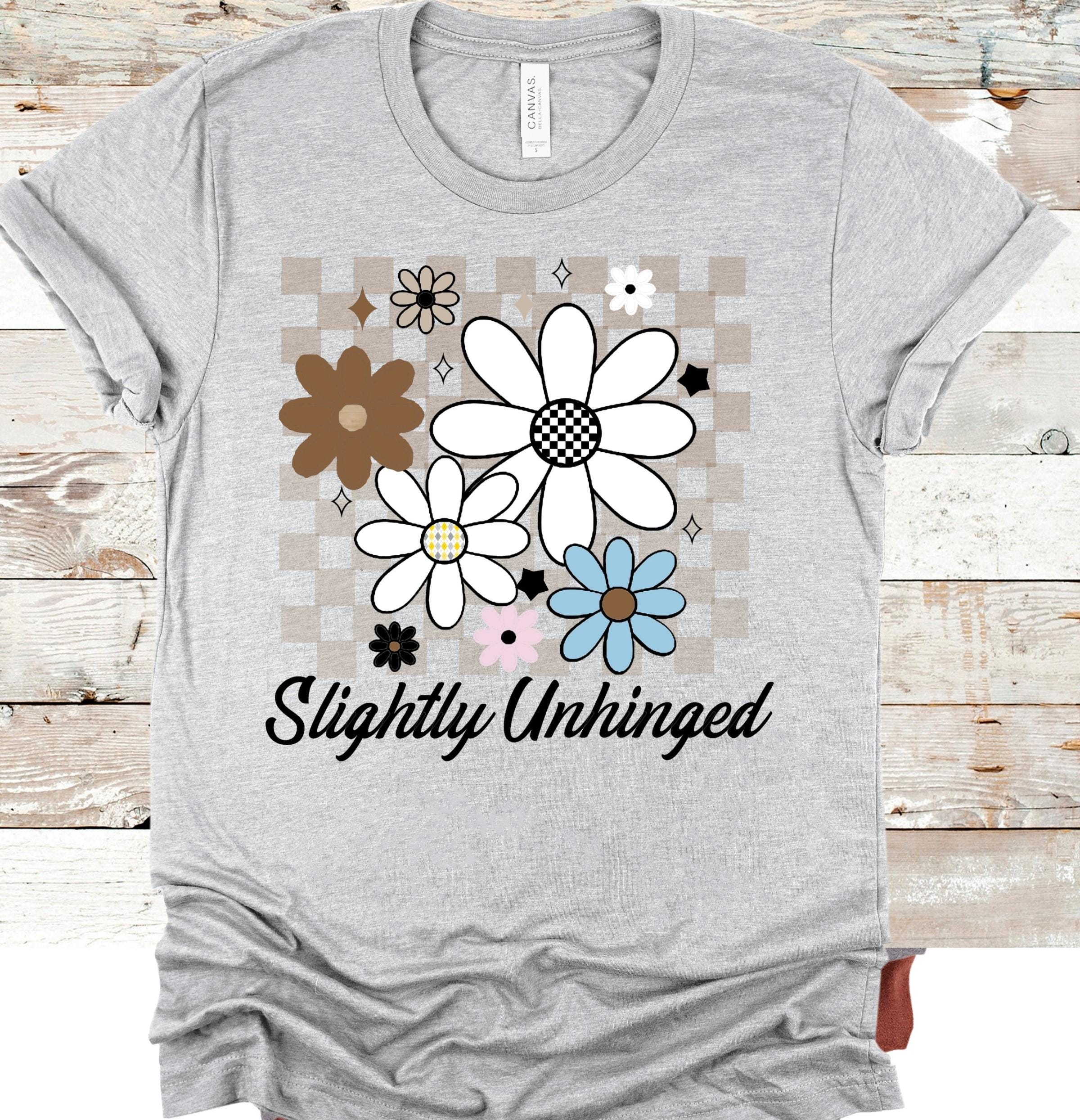 Slightly Unhinged Floral T-Shirt: Retro Checkerboard Garden Top