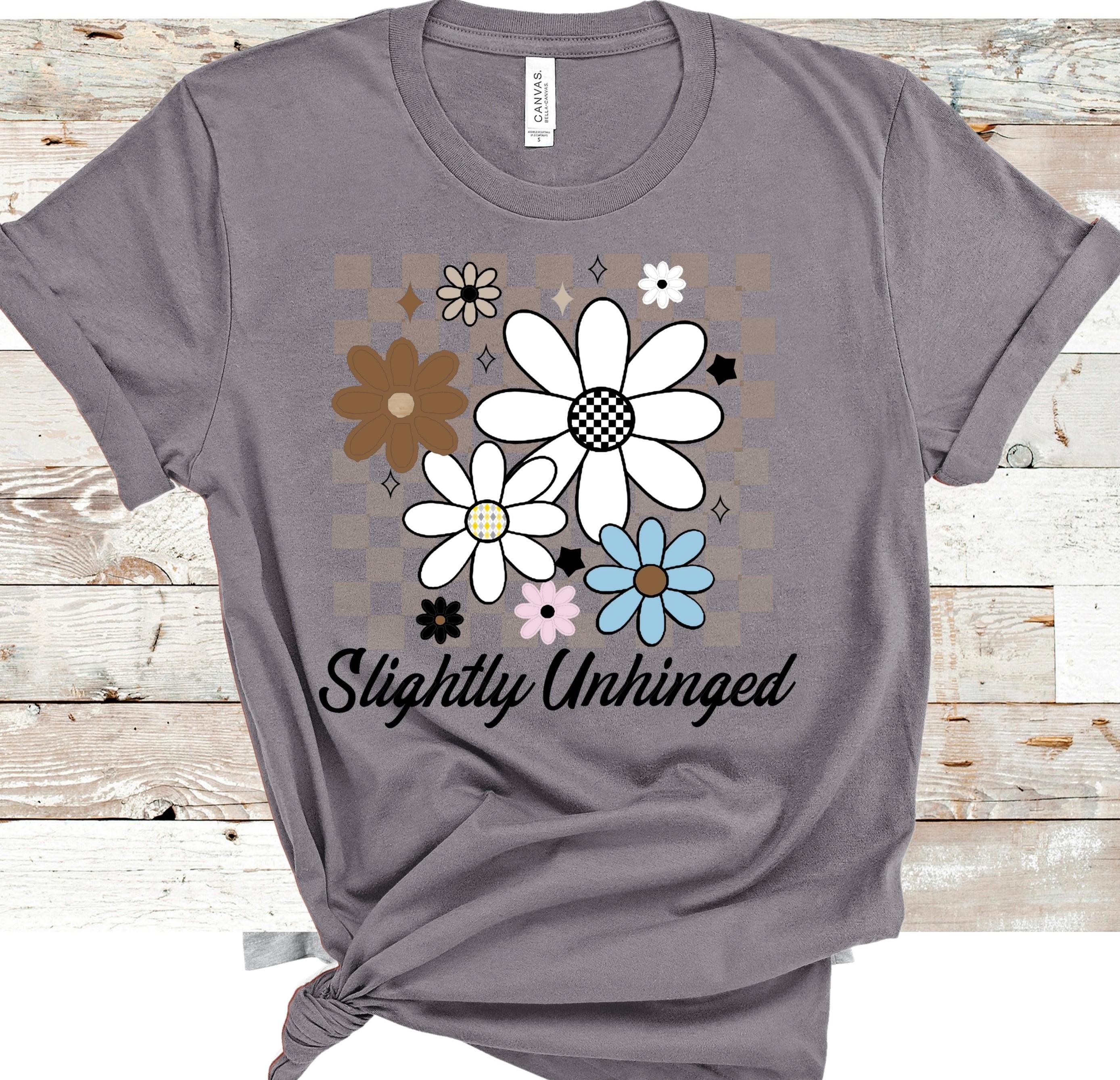 Slightly Unhinged Floral T-Shirt: Retro Checkerboard Garden Top