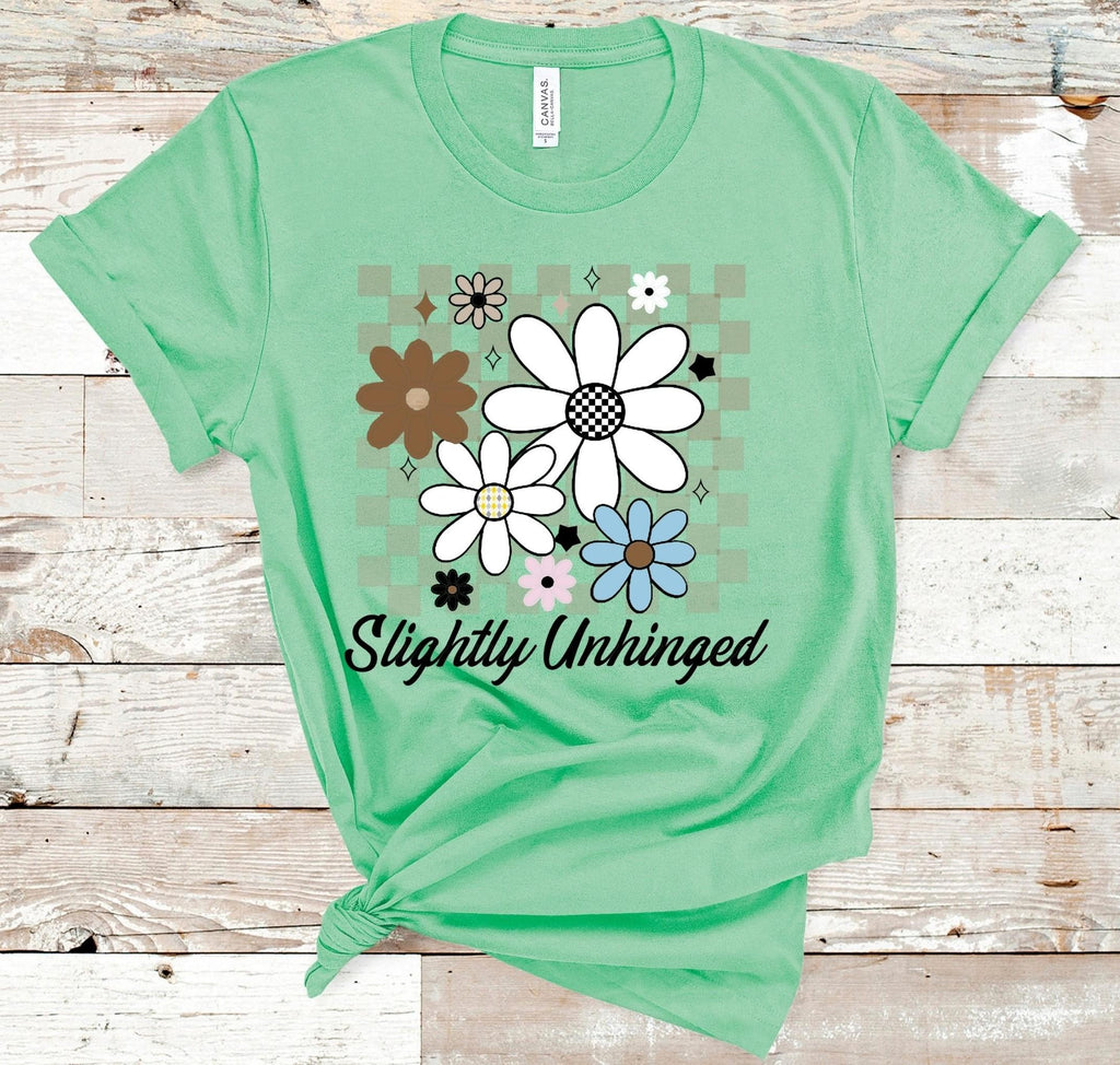 Slightly Unhinged Floral T-Shirt: Retro Checkerboard Garden Top