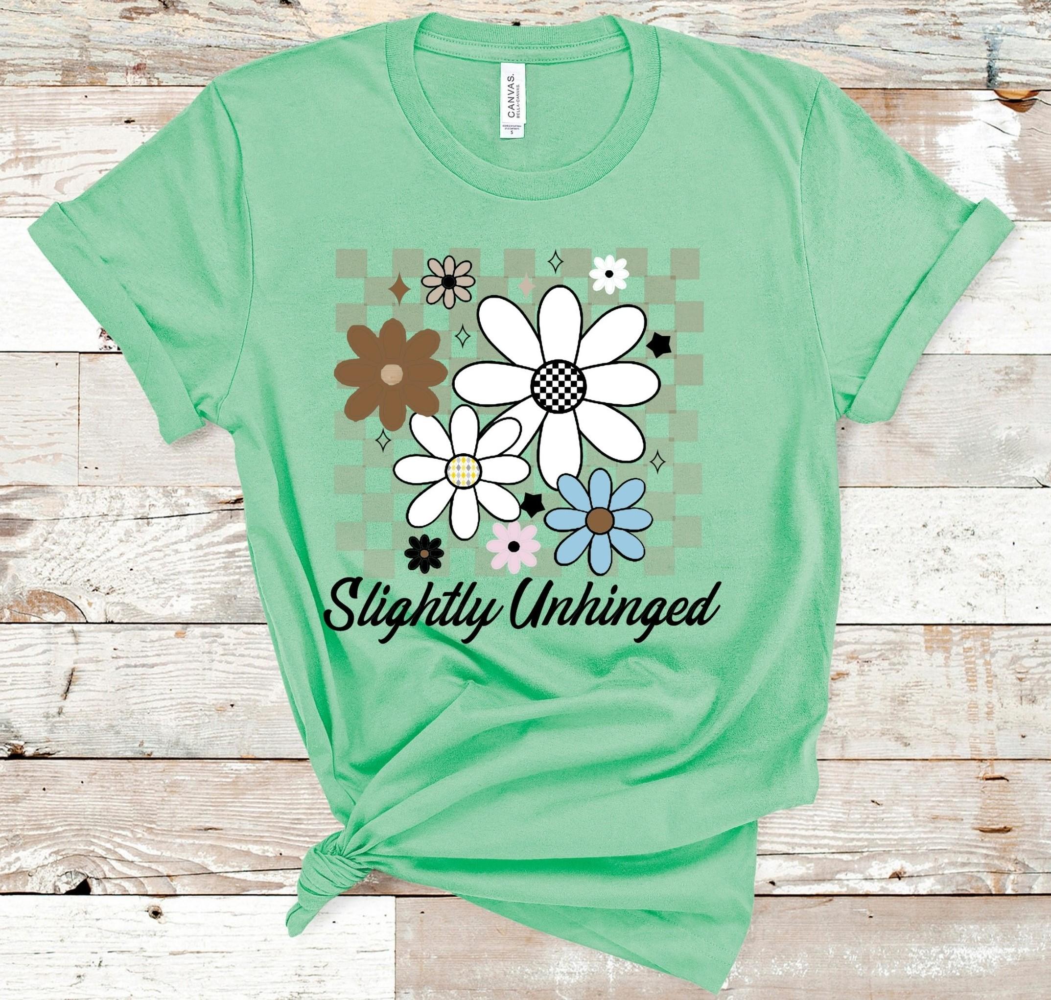 Slightly Unhinged Floral T-Shirt: Retro Checkerboard Garden Top