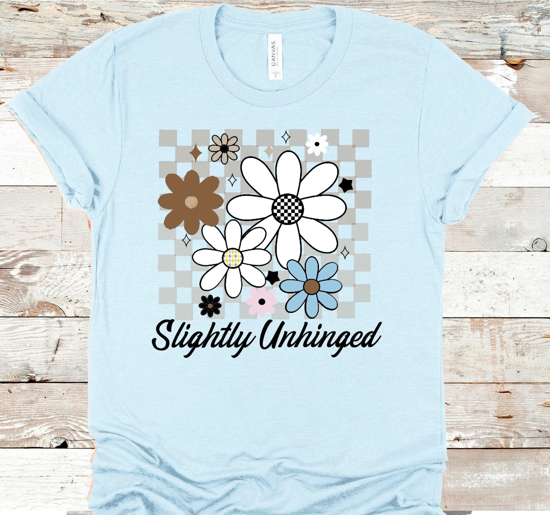 Slightly Unhinged Floral T-Shirt: Retro Checkerboard Garden Top
