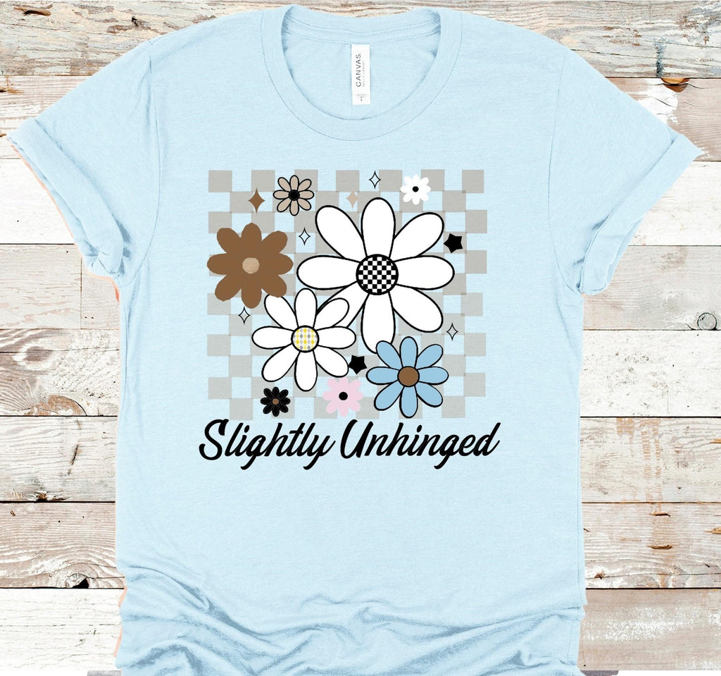 Slightly Unhinged Floral T-Shirt: Retro Checkerboard Garden Top