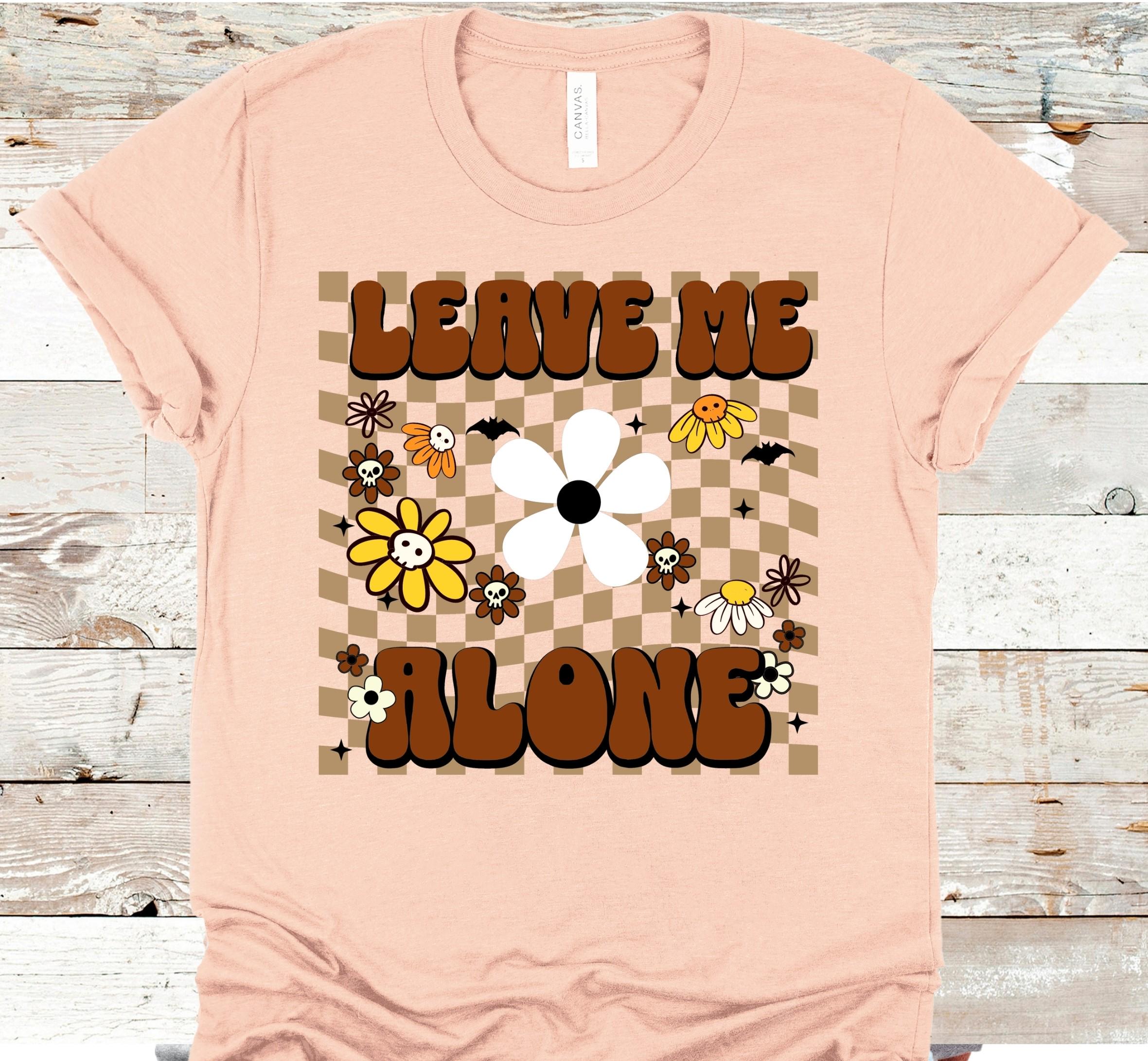 Leave Me Alone Floral Graphic Tee - Retro Checkerboard Bella Canvas Shirt
