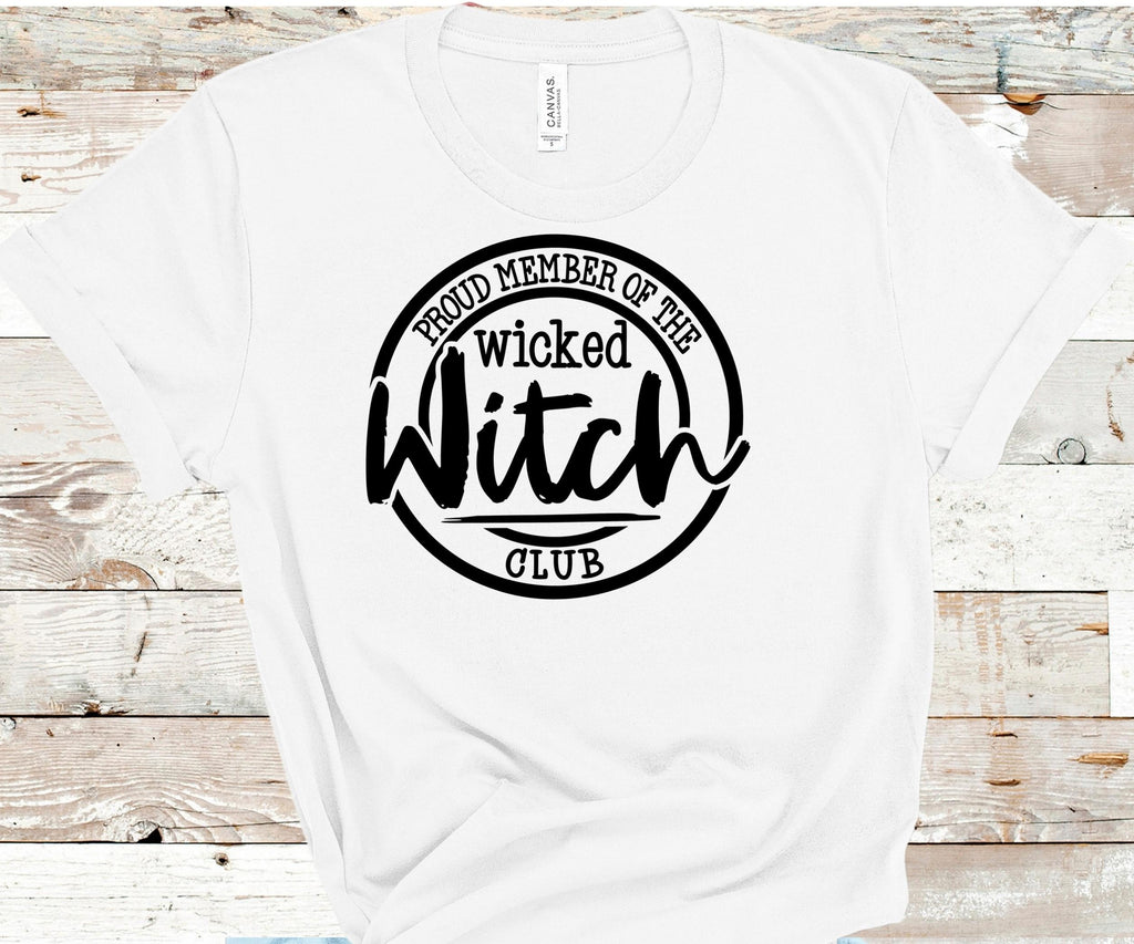Spooky 'Proud Member of the Wicked Witch Club' T-Shirt - Bella Canvas 3001 & 3001CVC Graphic Tee