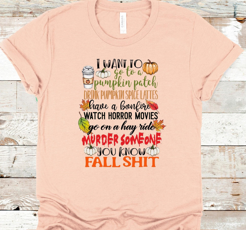Funny Fall Shirt: Pumpkin Patch Bonfire Horror Movie - Bella Canvas