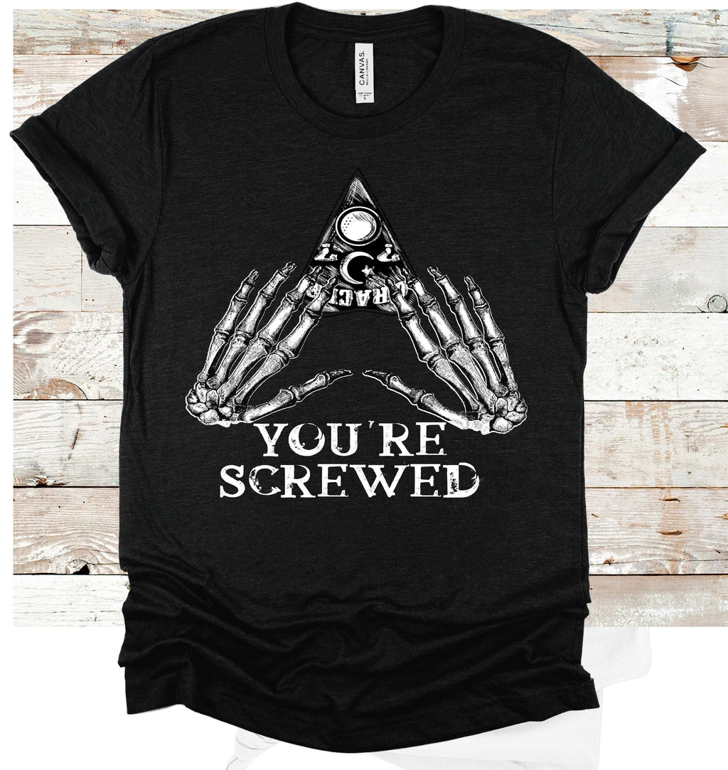 You're Screwed Ouija Planchette T-Shirt: Goth Halloween Tee
