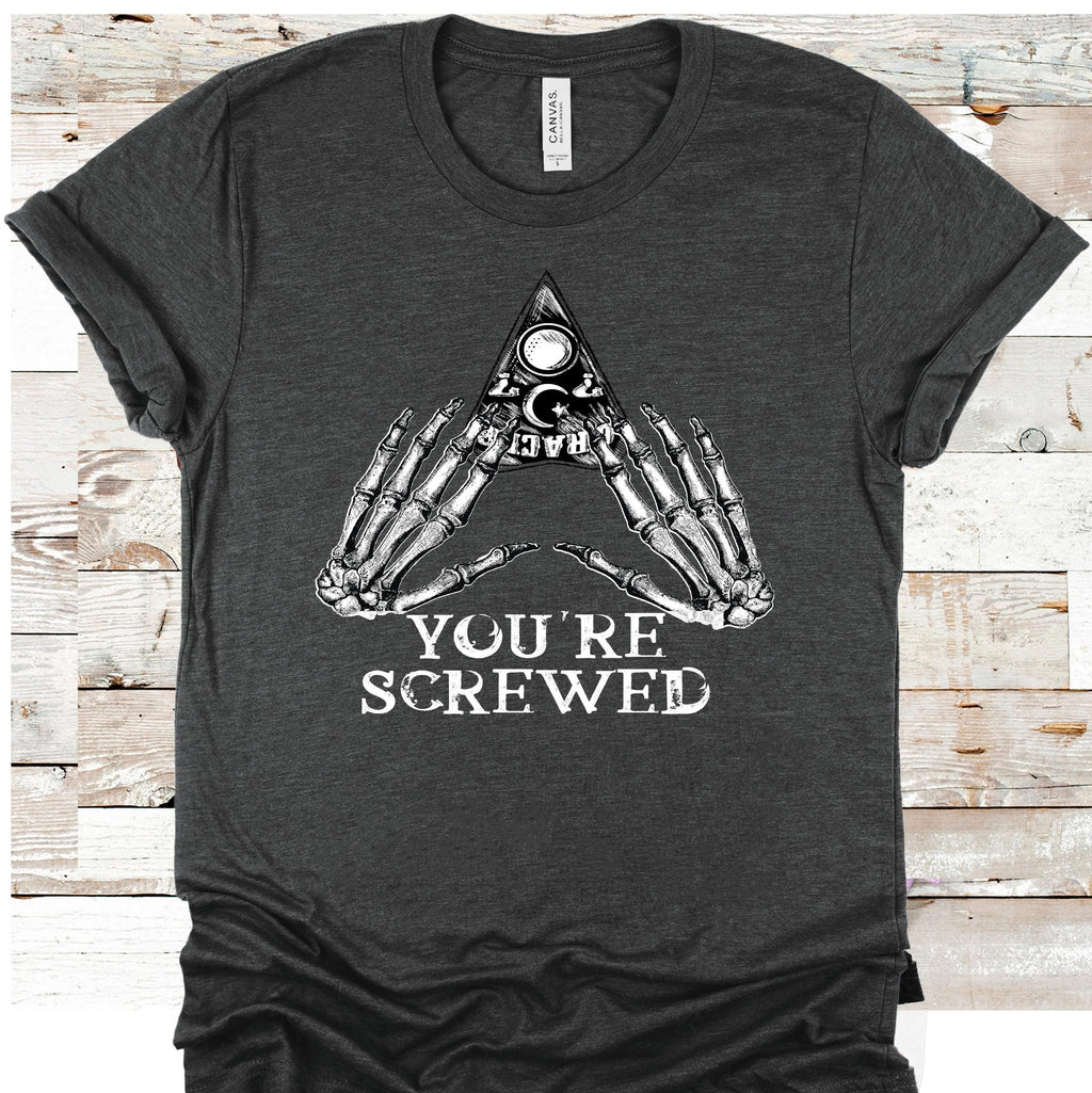 You're Screwed Ouija Planchette T-Shirt: Goth Halloween Tee