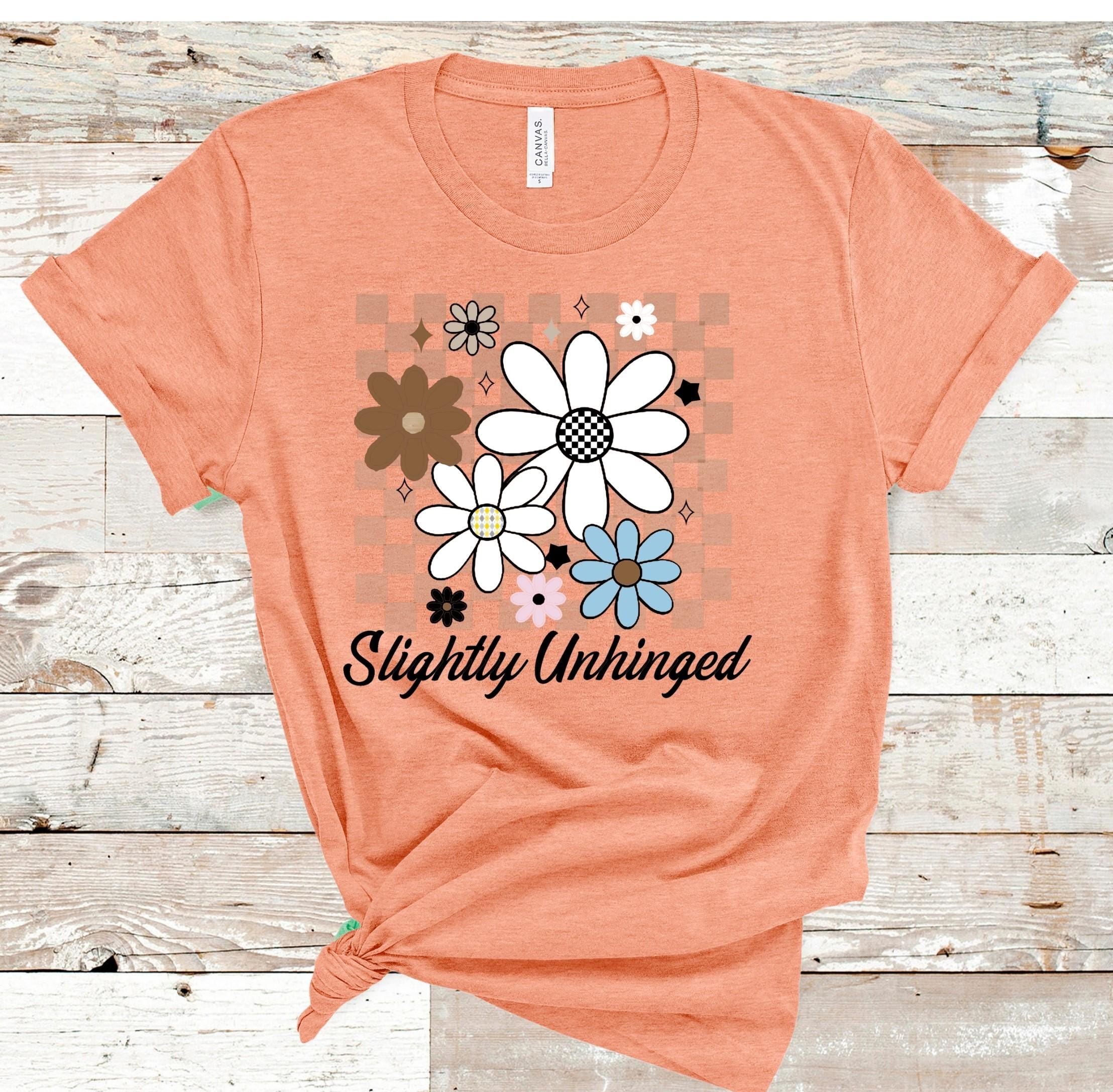 Slightly Unhinged Floral T-Shirt: Retro Checkerboard Garden Top