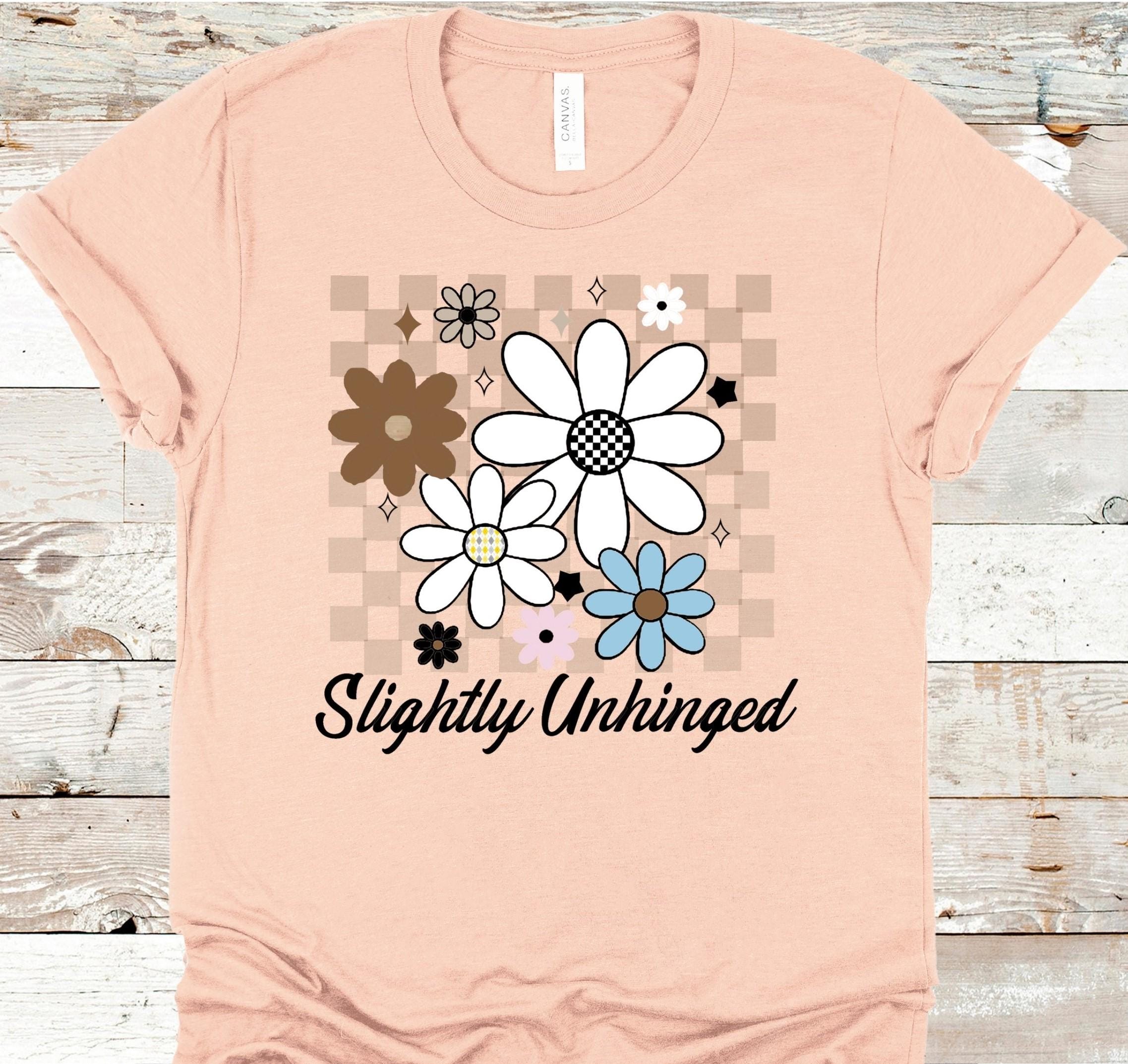 Slightly Unhinged Floral T-Shirt: Retro Checkerboard Garden Top