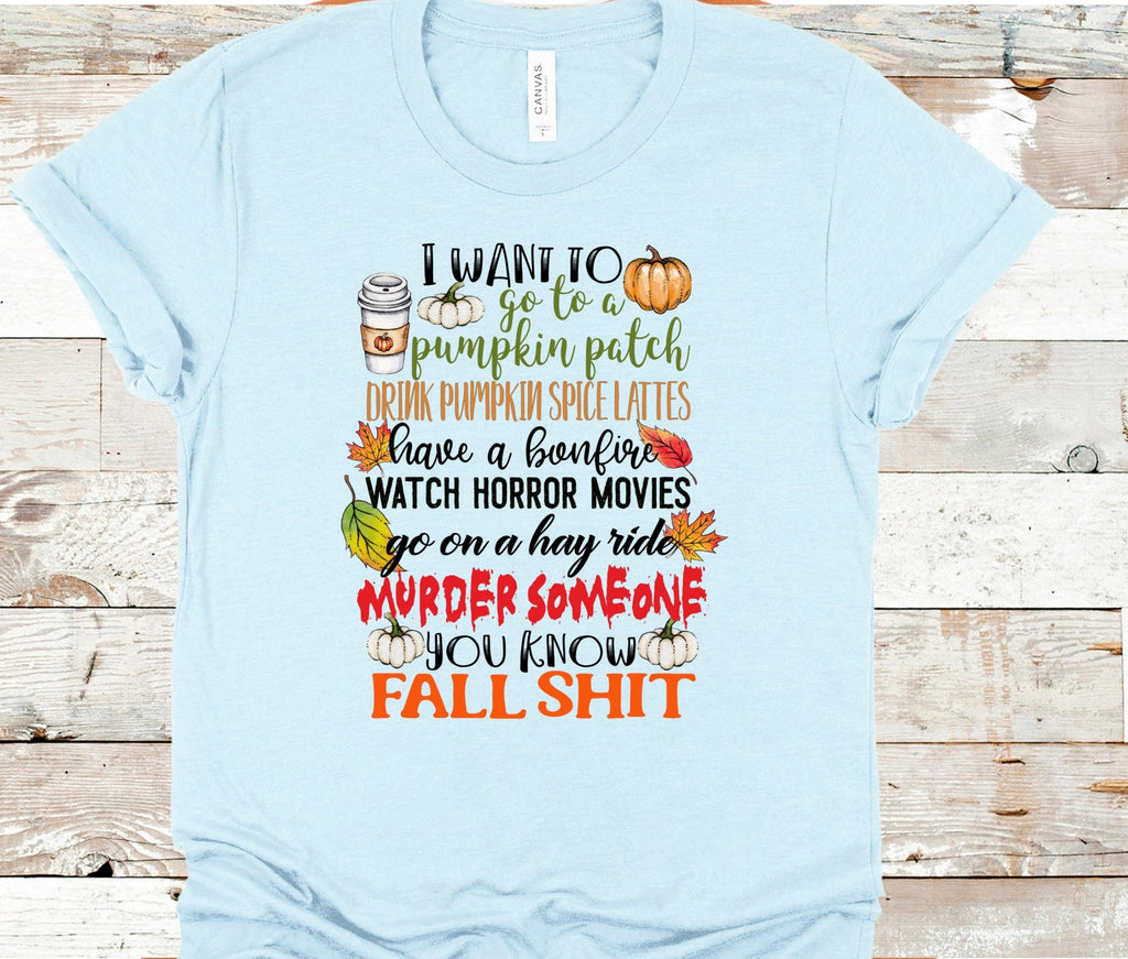 Funny Fall Shirt: Pumpkin Patch Bonfire Horror Movie - Bella Canvas
