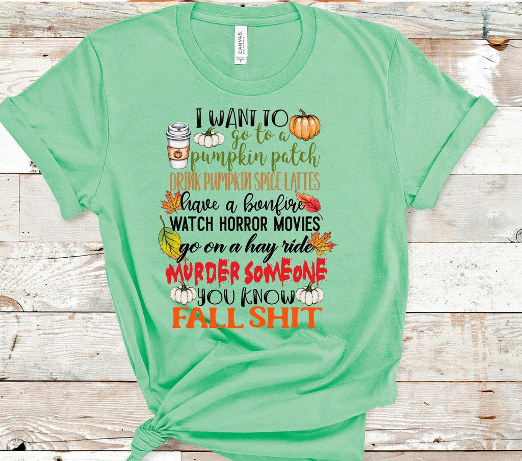Funny Fall Shirt: Pumpkin Patch Bonfire Horror Movie - Bella Canvas