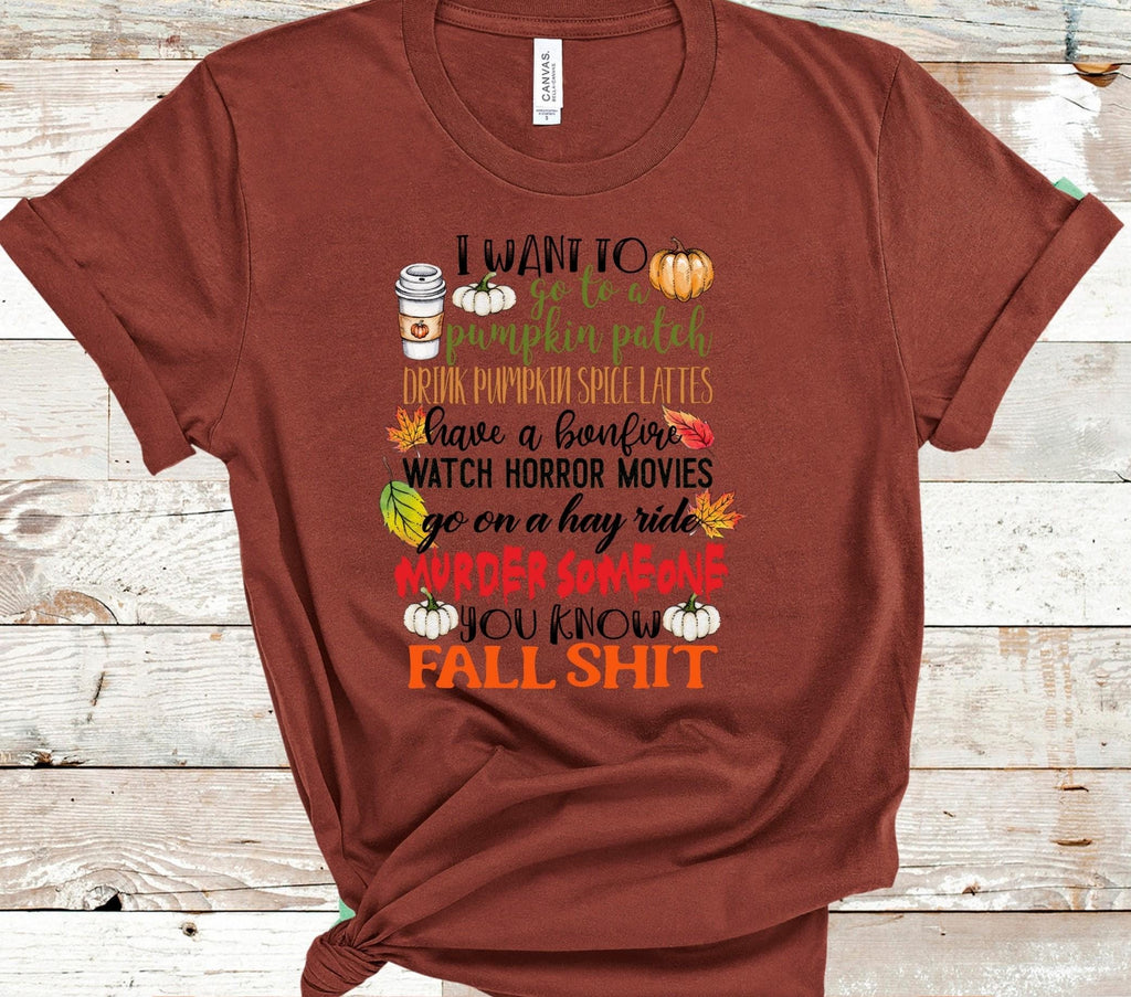 Funny Fall Shirt: Pumpkin Patch Bonfire Horror Movie - Bella Canvas