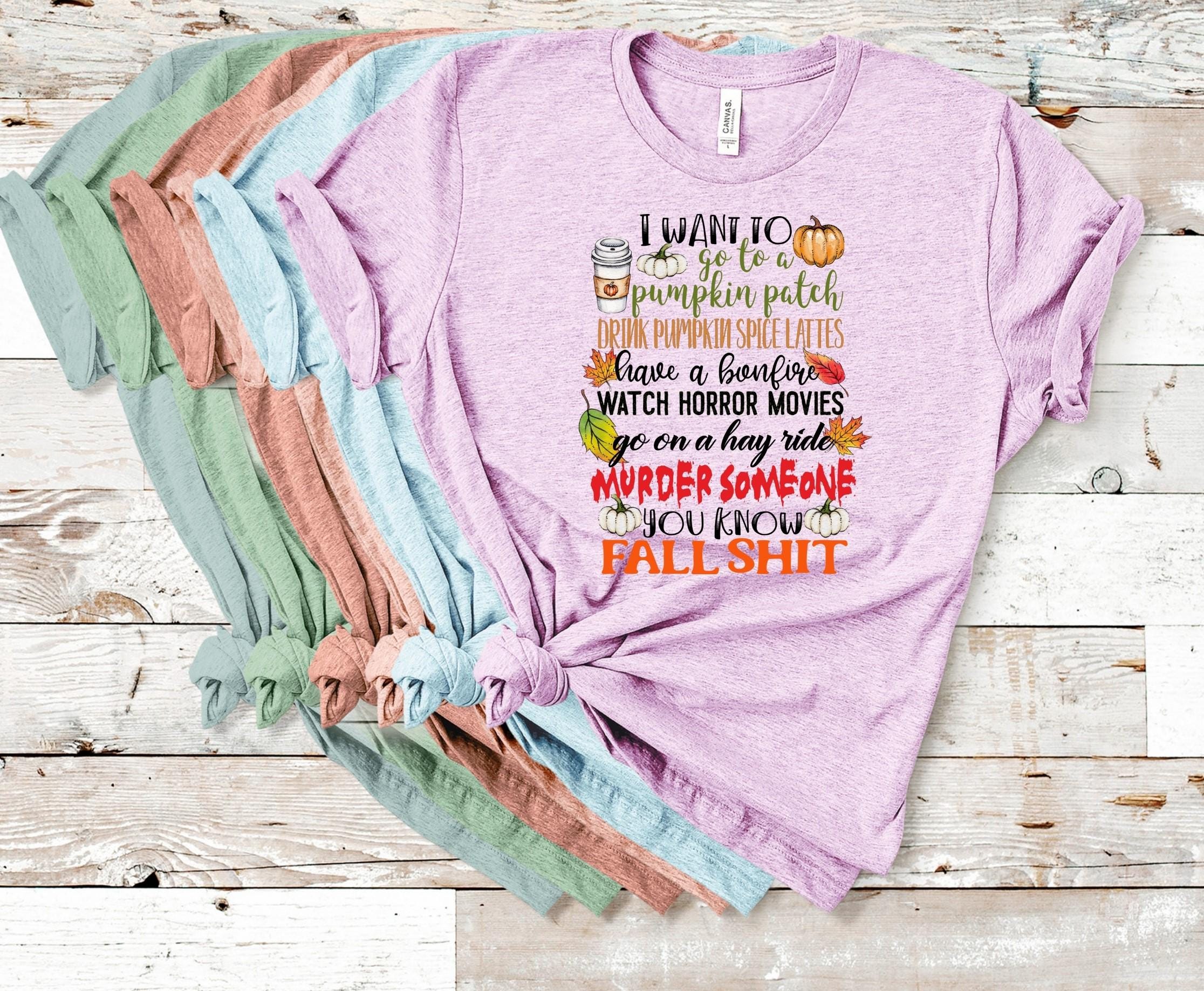 Funny Fall Shirt: Pumpkin Patch Bonfire Horror Movie - Bella Canvas