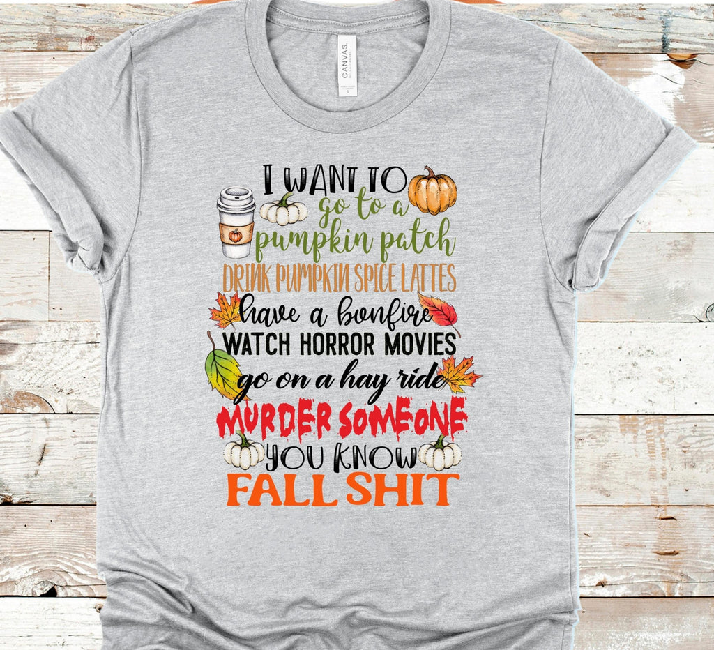 Funny Fall Shirt: Pumpkin Patch Bonfire Horror Movie - Bella Canvas
