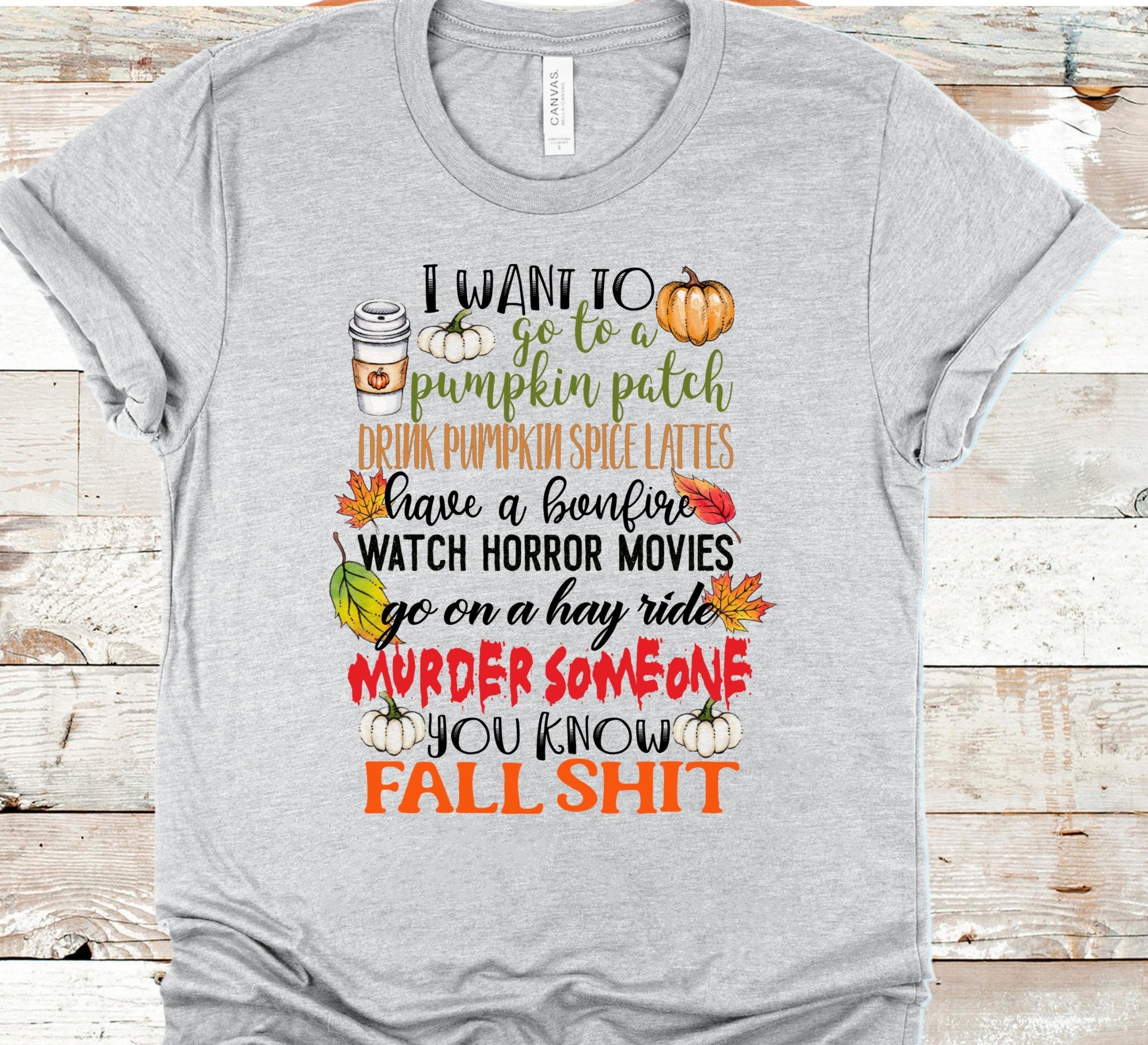 Funny Fall Shirt: Pumpkin Patch Bonfire Horror Movie - Bella Canvas