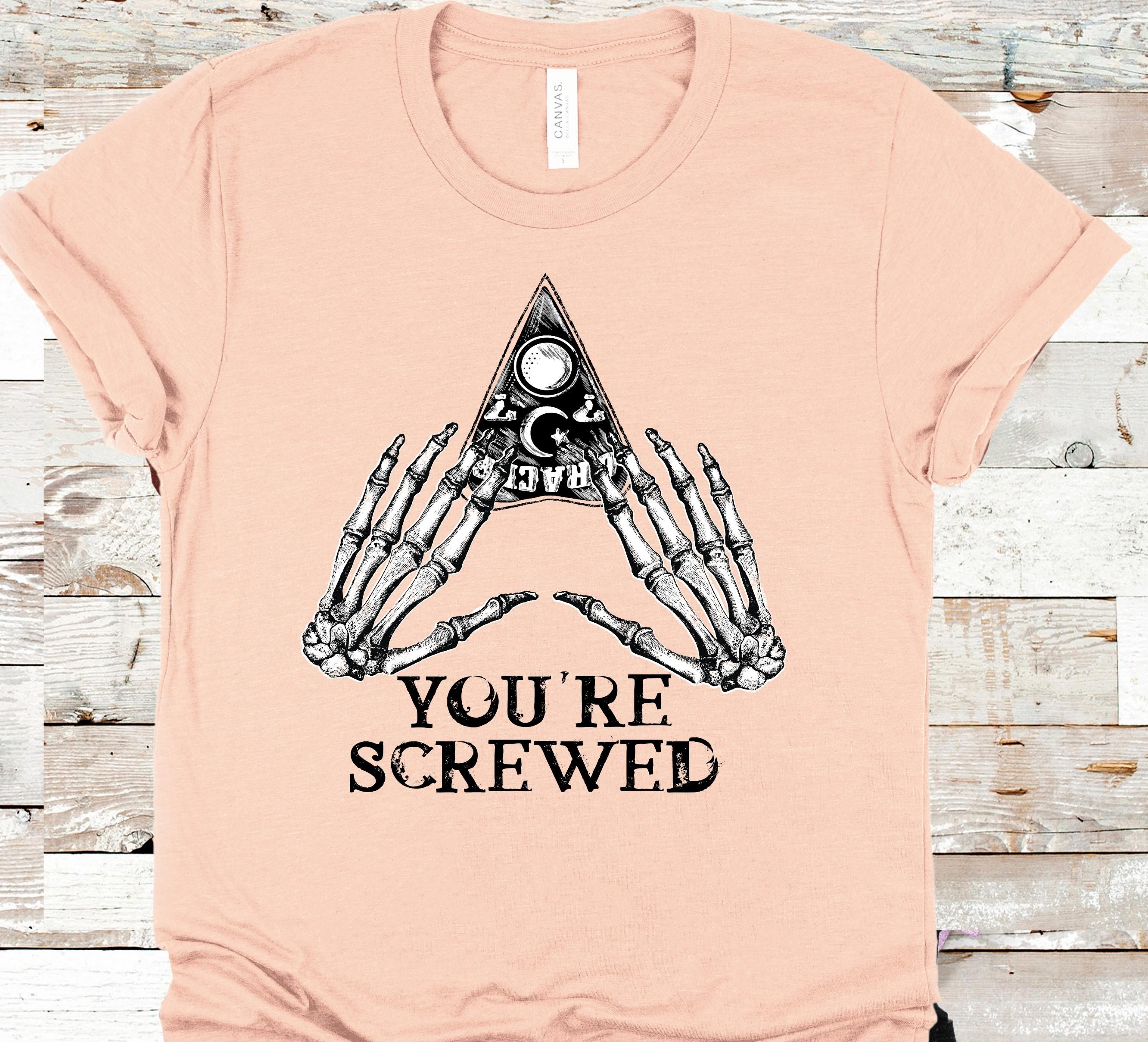 You're Screwed Ouija Planchette T-Shirt: Goth Halloween Tee