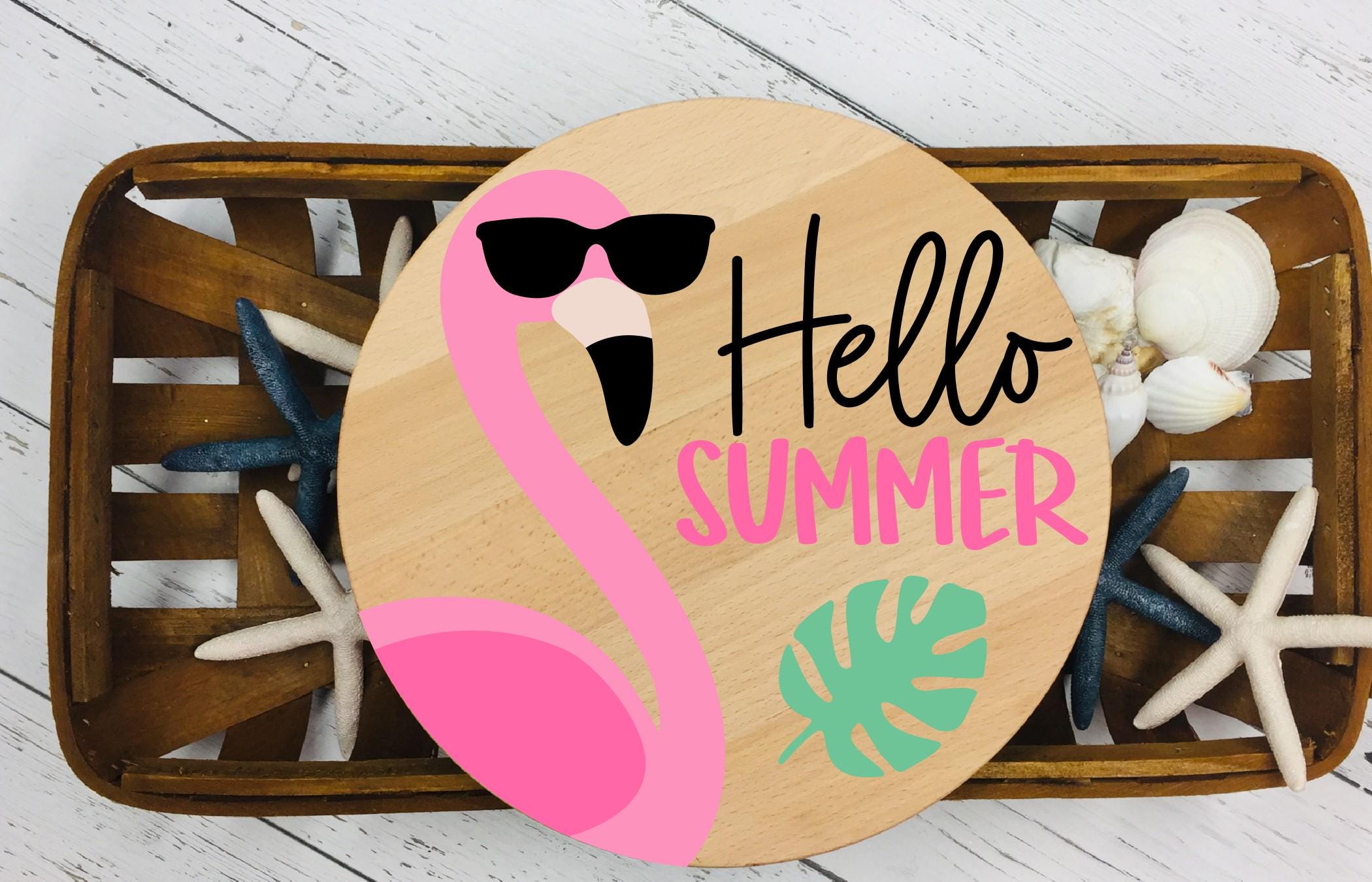Flamingo Summer Door Hanger: Laser Cut Wood Sign, DIY or Finished
