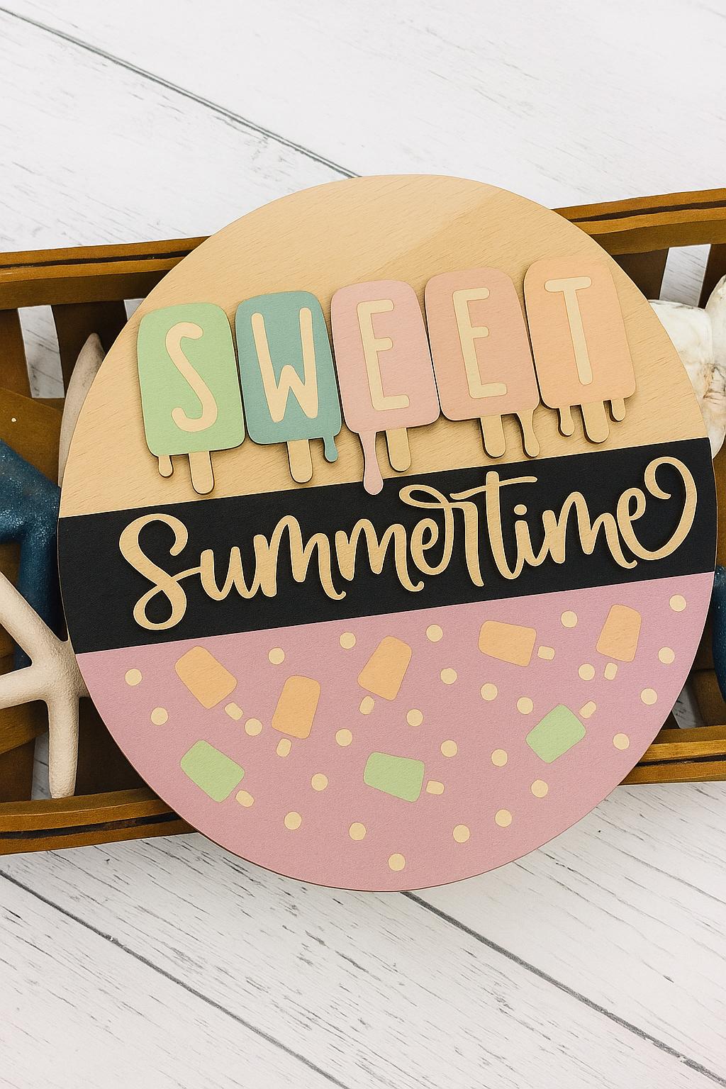 Sweet Summertime Popsicle Wood Sign: Layered 3D Door Hanger