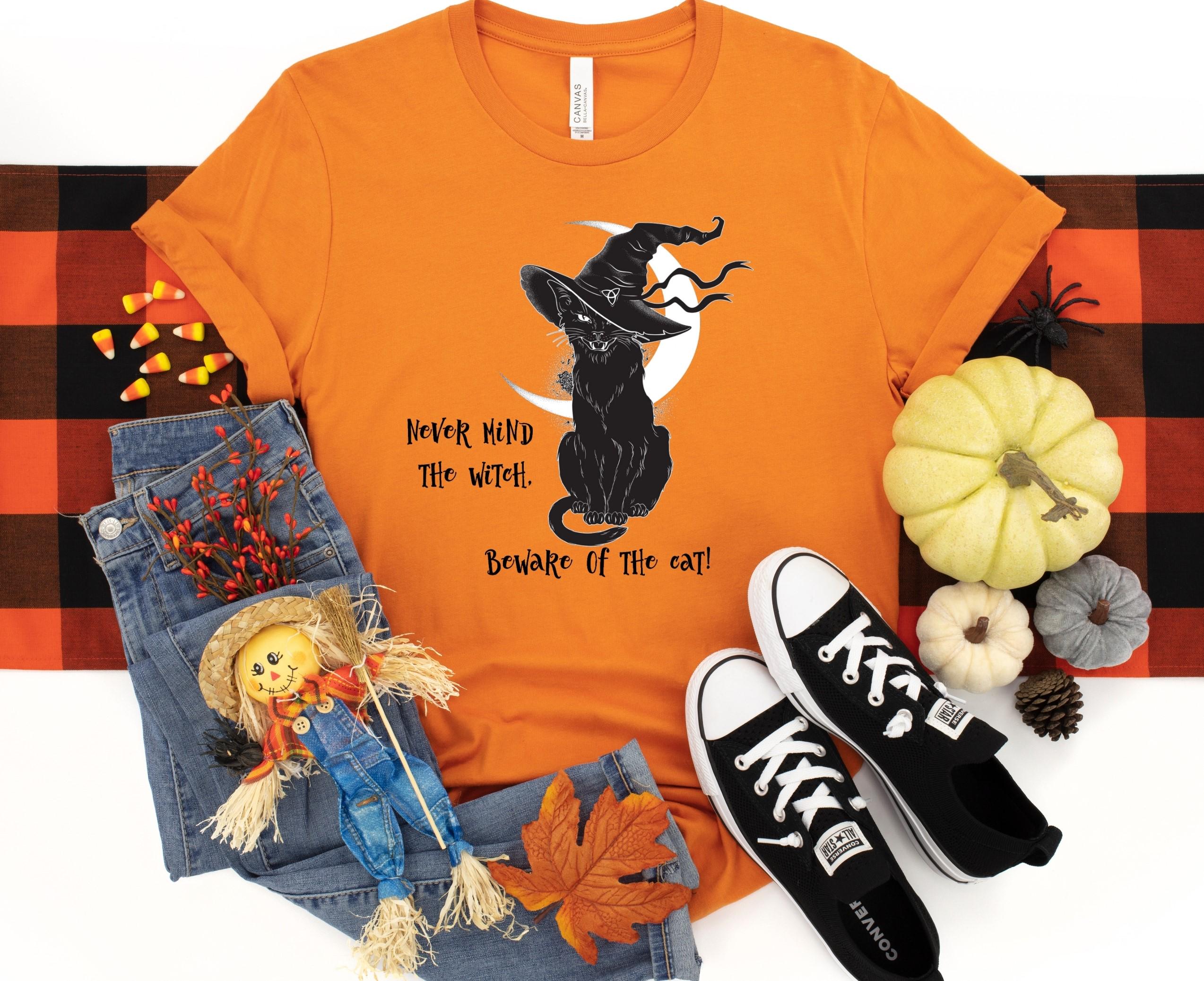 Never Mind The Witch Beware of the Cat direct to garment Halloween
