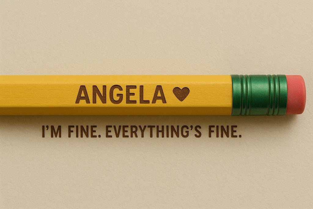 Personalized Yellow Pencils: Custom Engraved Name & Icon, Set of 10